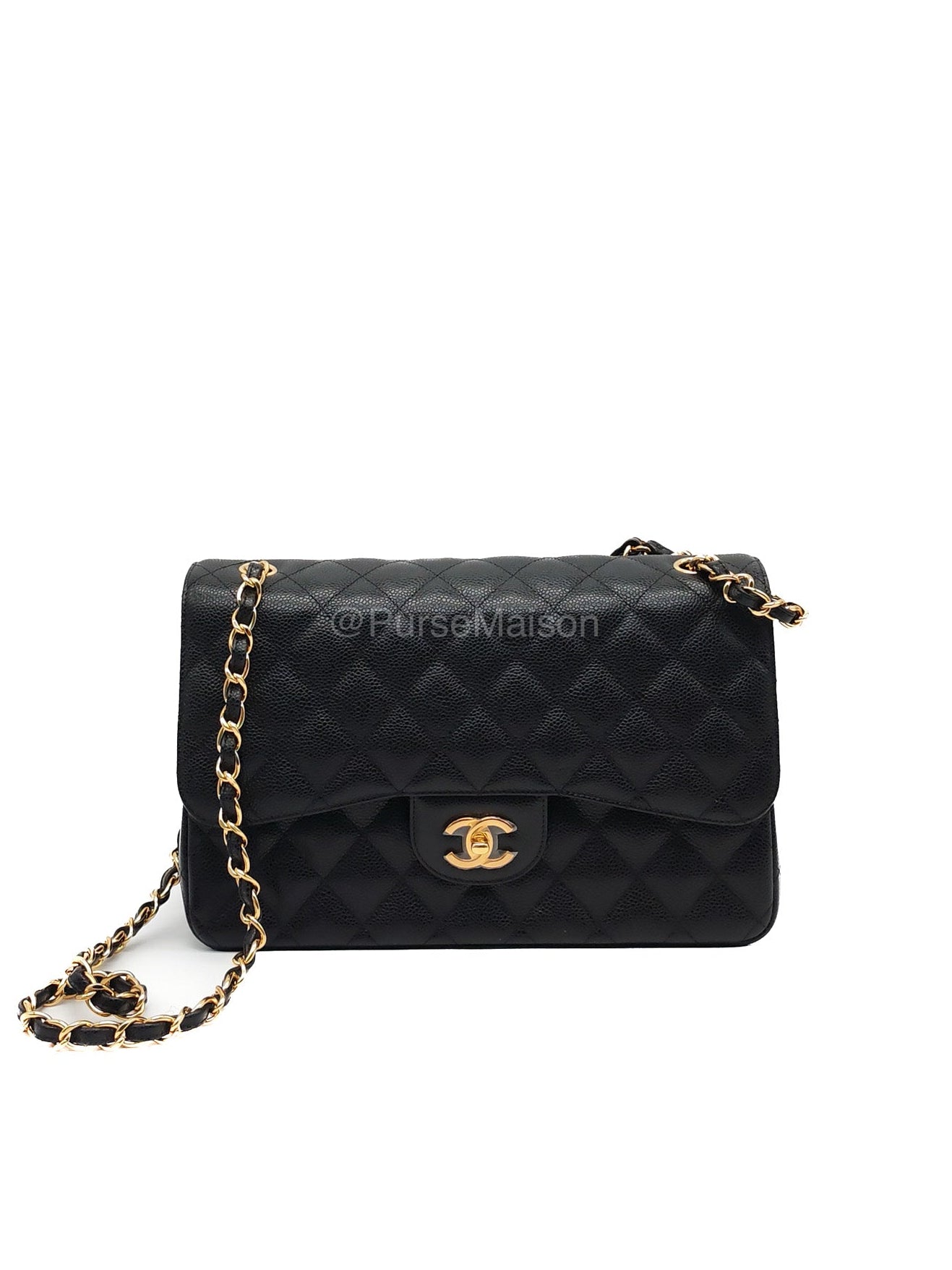 Chanel Classic Double Flap Jumbo in Black Caviar Leather Gold Hardware (Series 27)