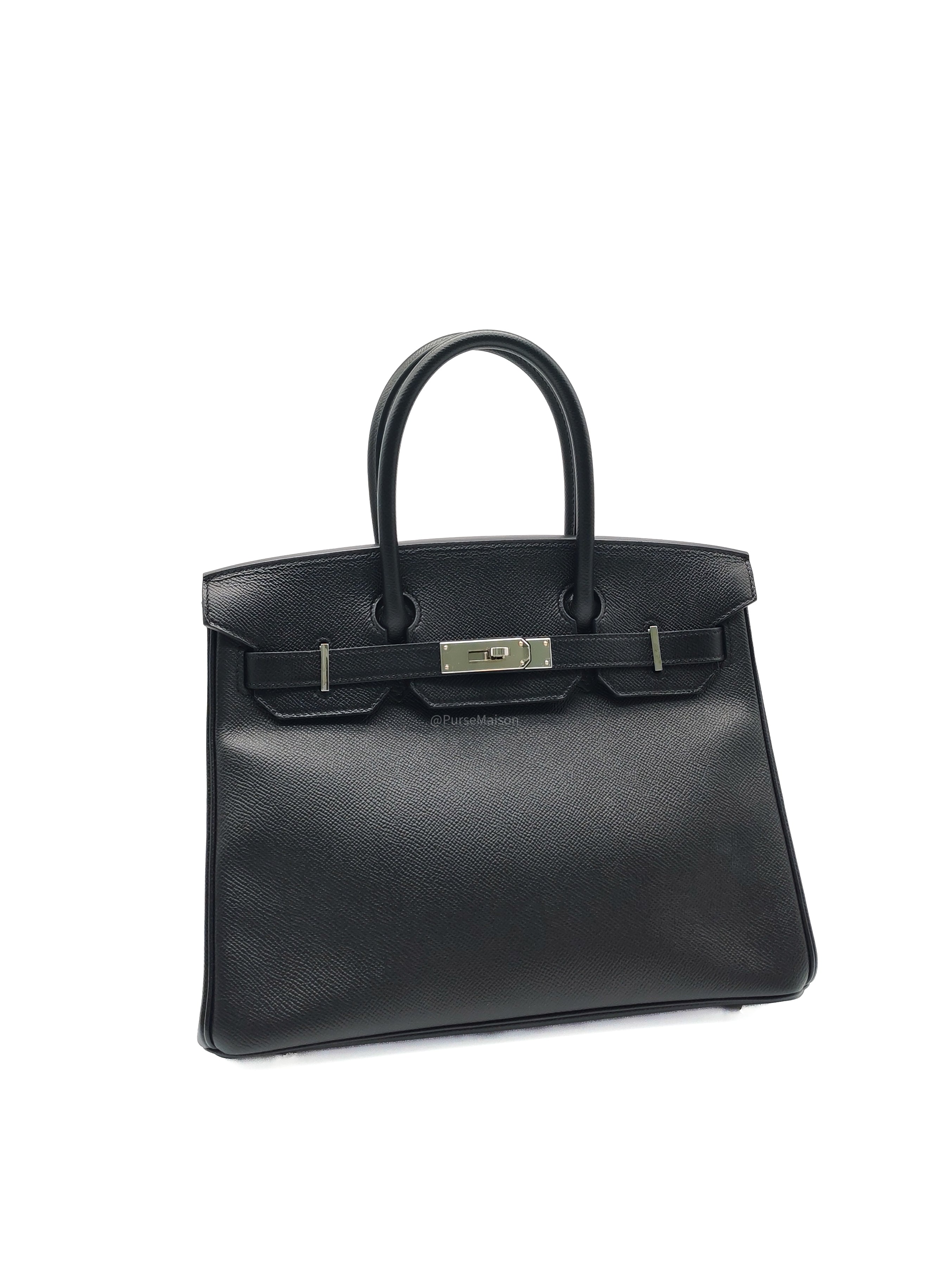 Hermes Birkin 30 in Black Epsom Leather and Palladium Hardware Stamp C (2018)