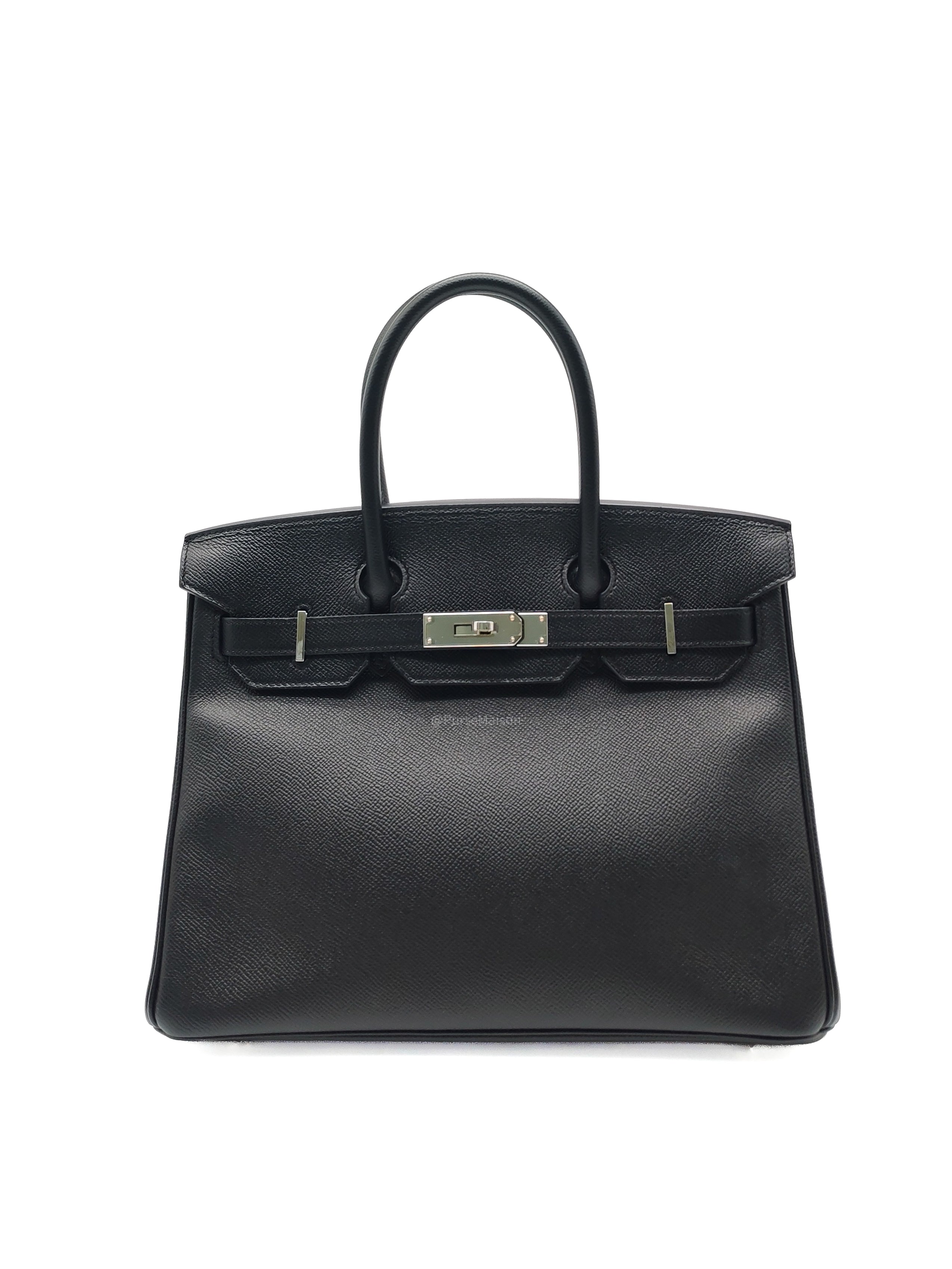 Hermes Birkin 30 in Black Epsom Leather and Palladium Hardware Stamp C (2018)