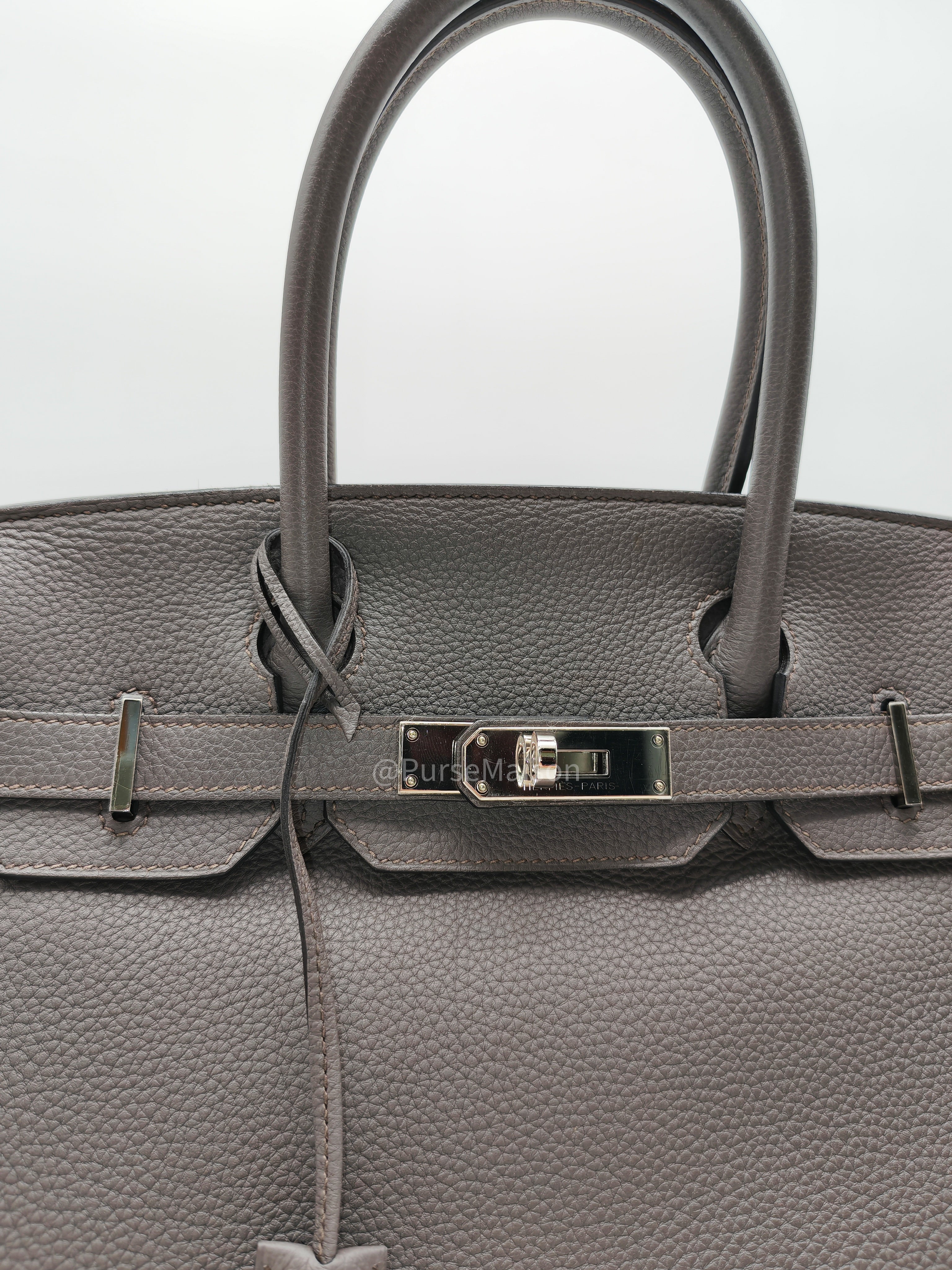 Birkin 30 Retourne Etain Togo Leather and Palladium Hardware Stamp X (2016)