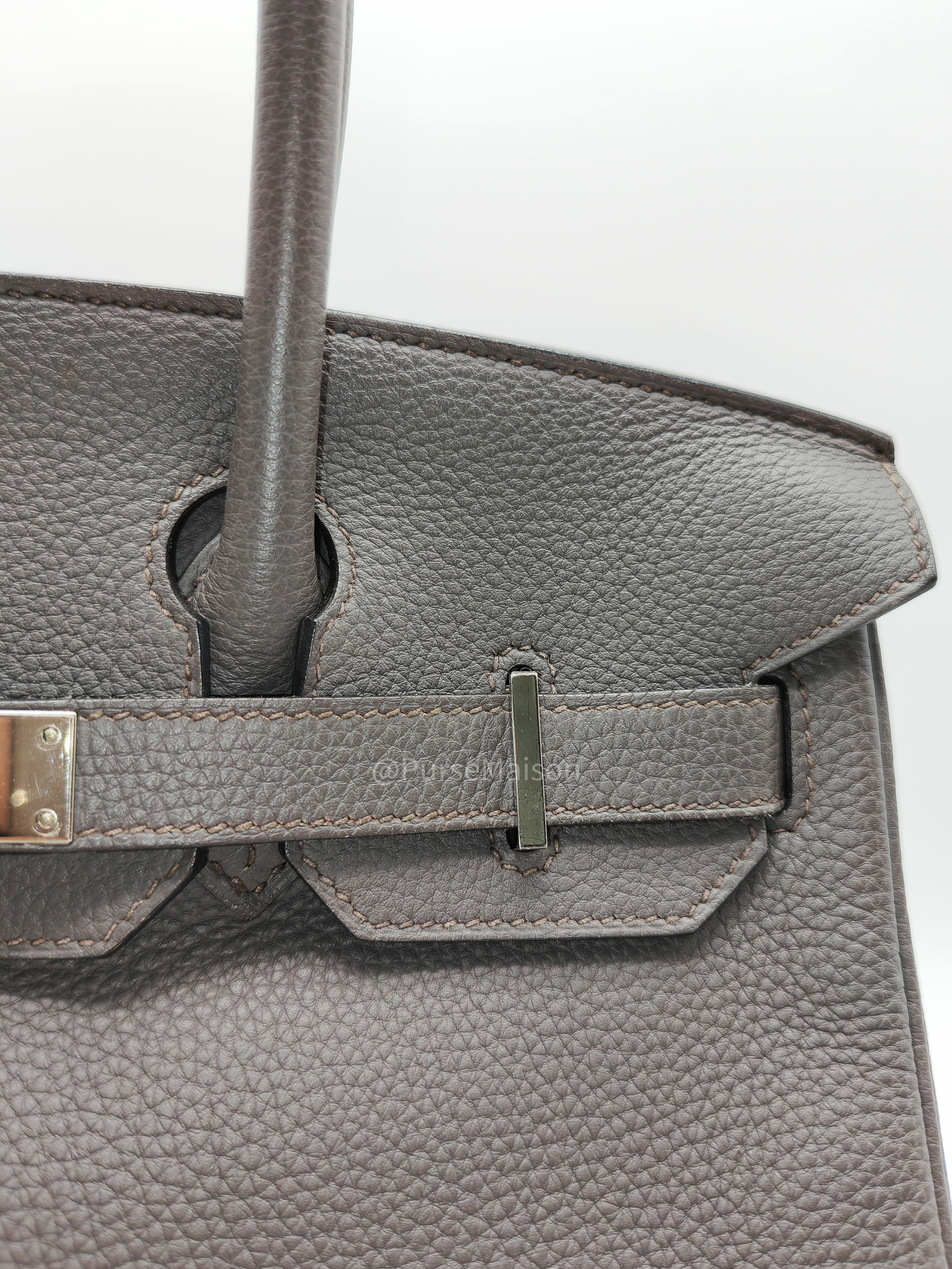 Birkin 30 Retourne Etain Togo Leather and Palladium Hardware Stamp X (2016)