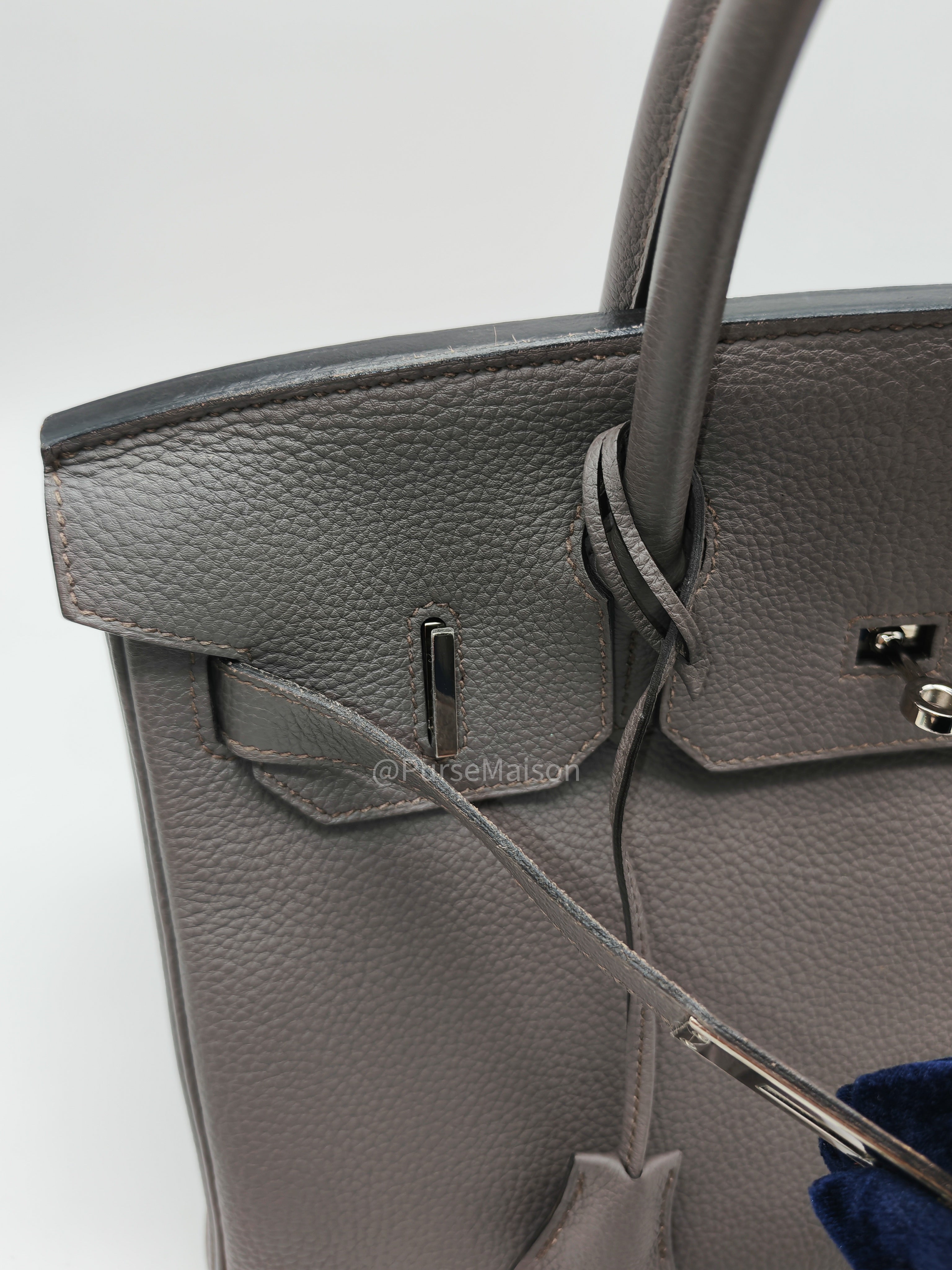 Birkin 30 Retourne Etain Togo Leather and Palladium Hardware Stamp X (2016)