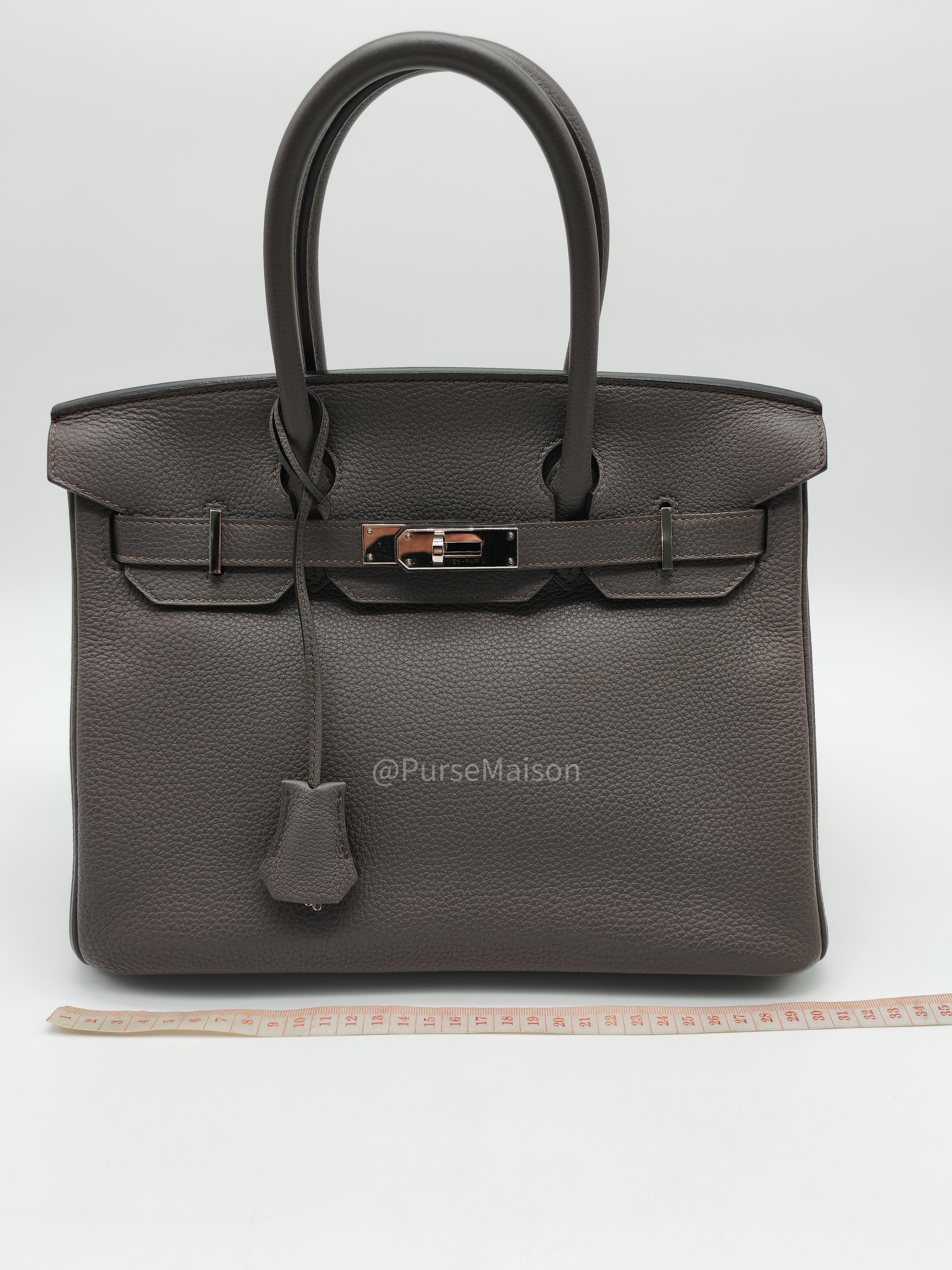 Birkin 30 Retourne Etain Togo Leather and Palladium Hardware Stamp X (2016)