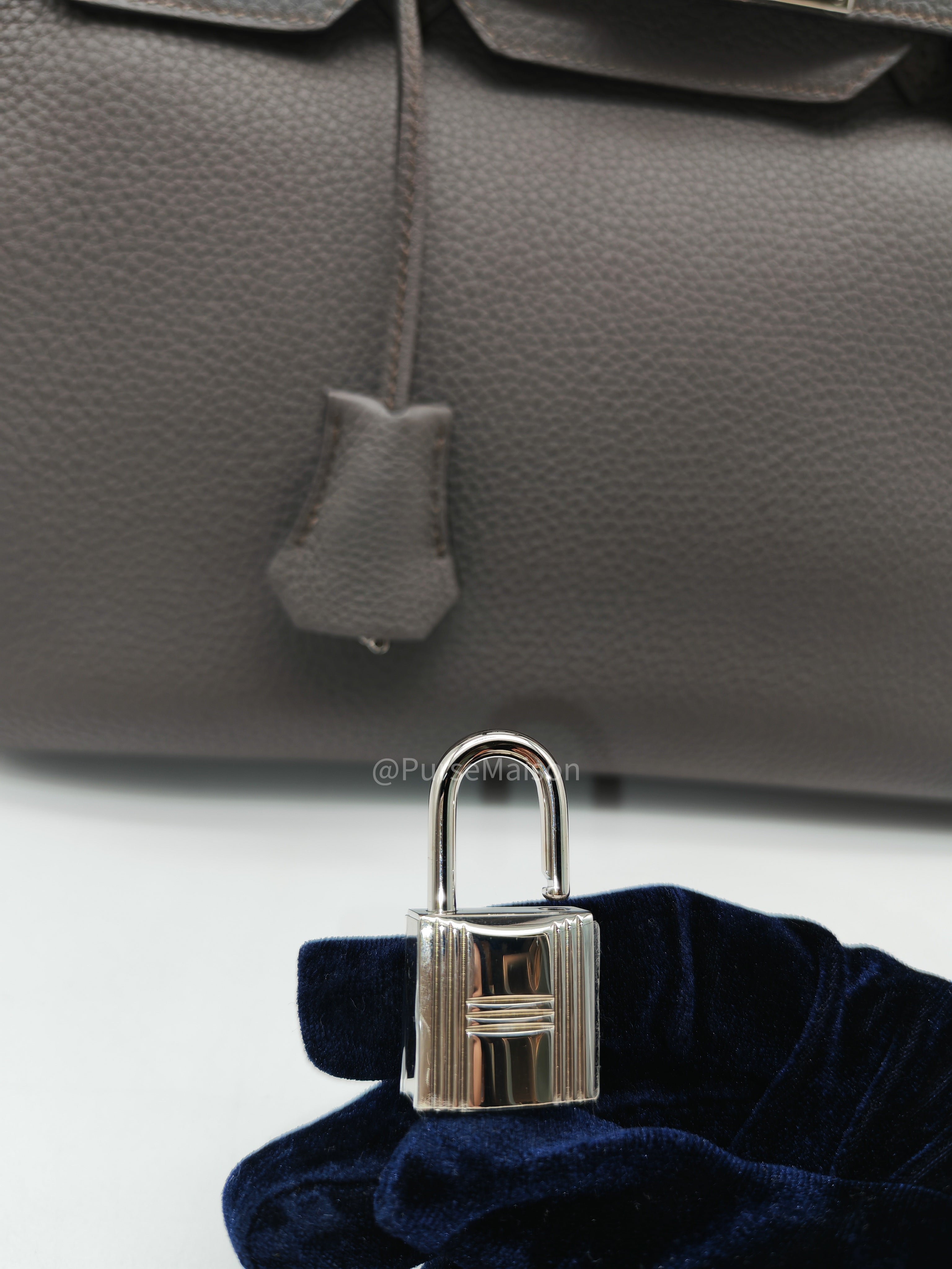 Birkin 30 Retourne Etain Togo Leather and Palladium Hardware Stamp X (2016)