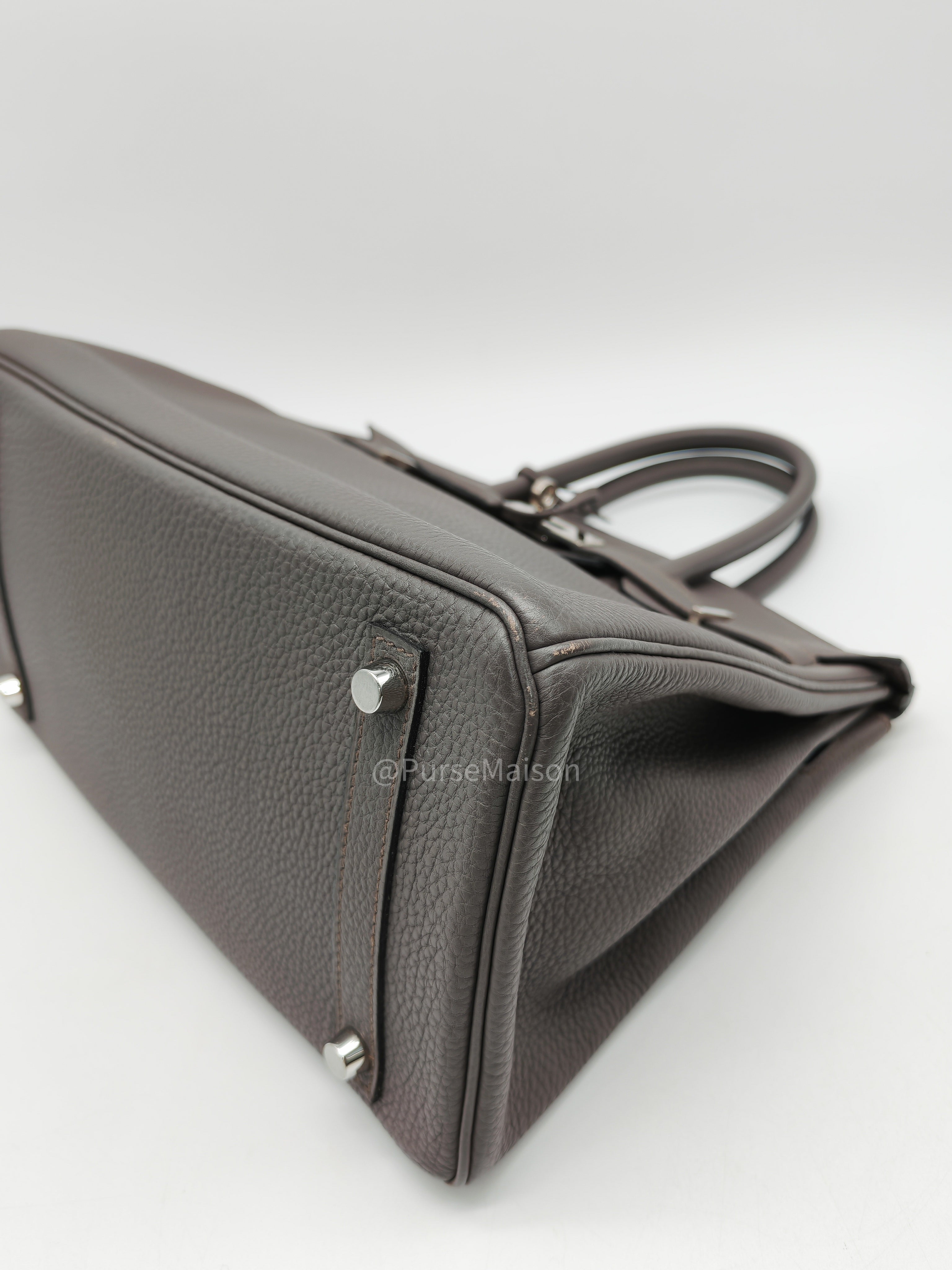 Birkin 30 Retourne Etain Togo Leather and Palladium Hardware Stamp X (2016)