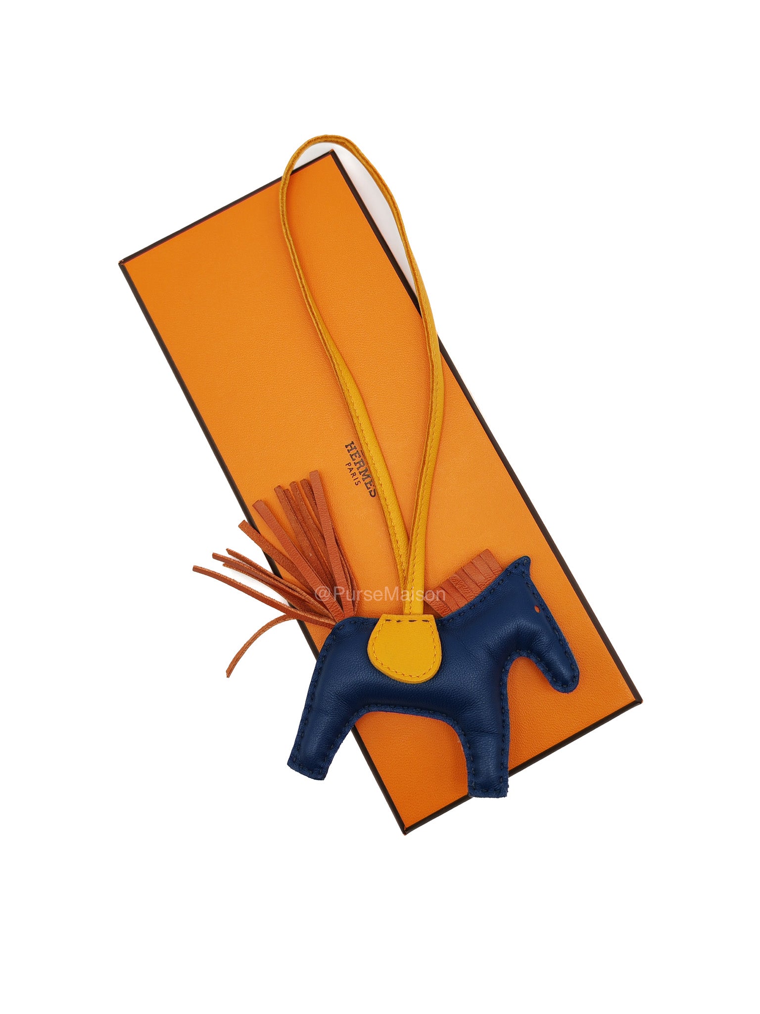 Hermes Rodeo PM Bleu De Malte Cornaline Jaune D'or Bag Charm