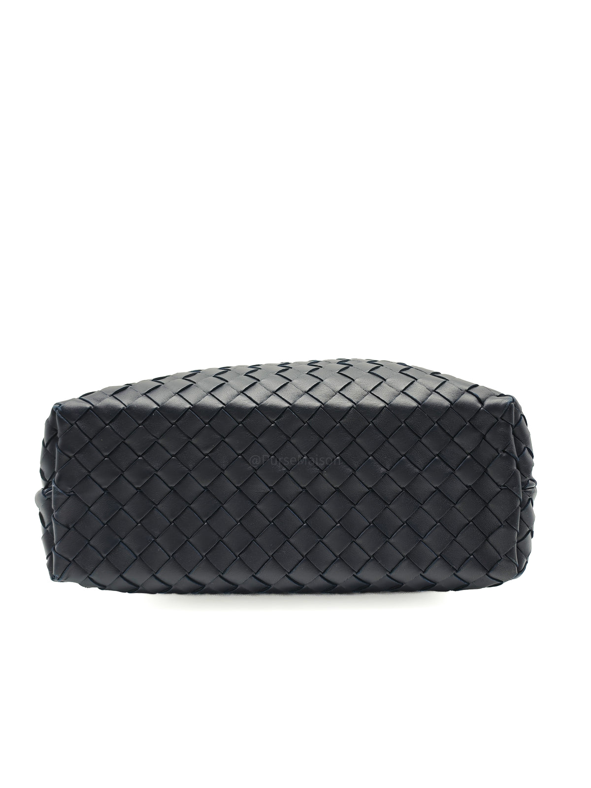 Bottega Veneta Andiamo Medium in Dark Blue Intrecciato Leather and Silver Hardware