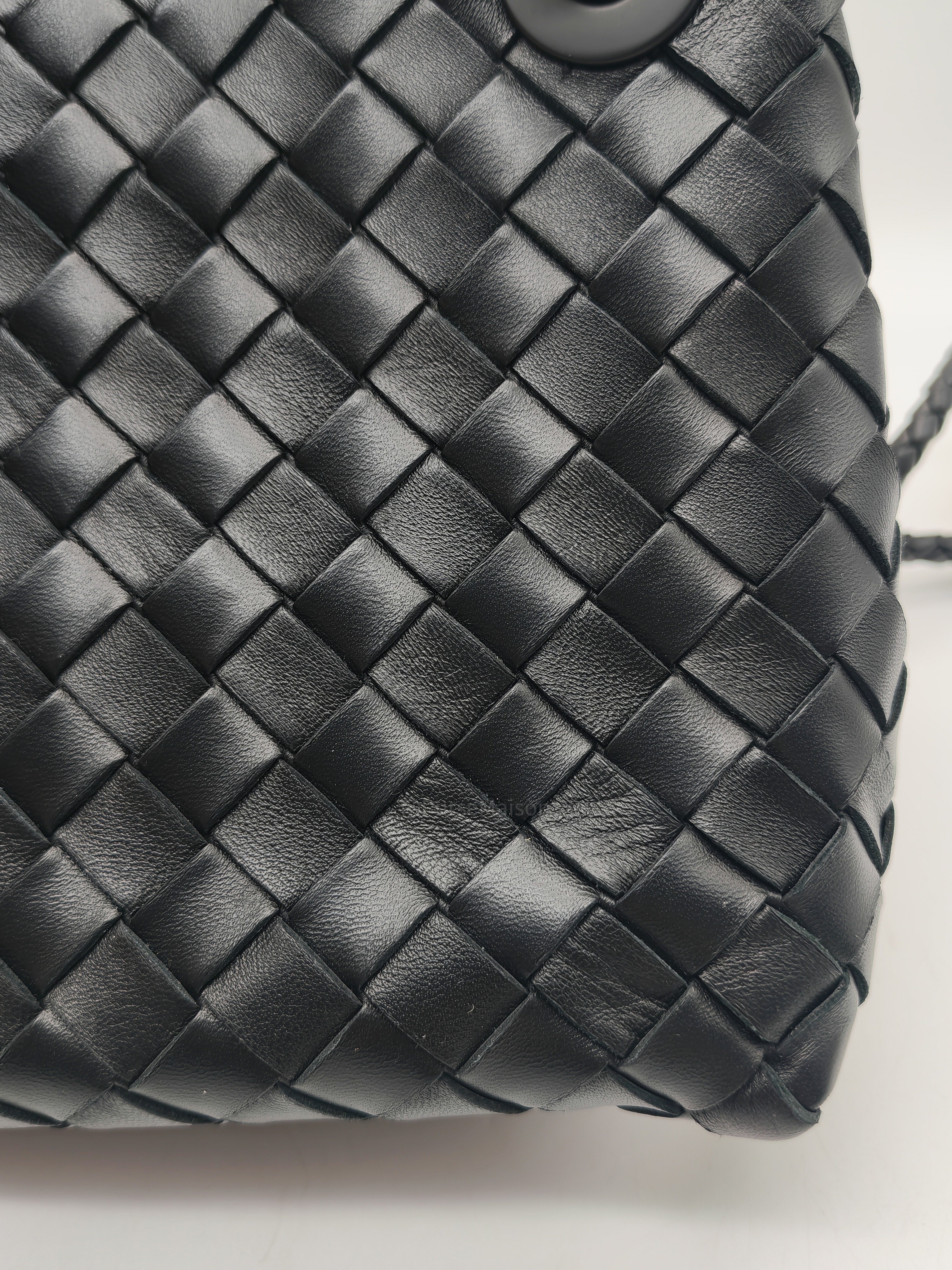 Bottega Veneta Andiamo Small in Black Intrecciato Leather Shoulder Bag