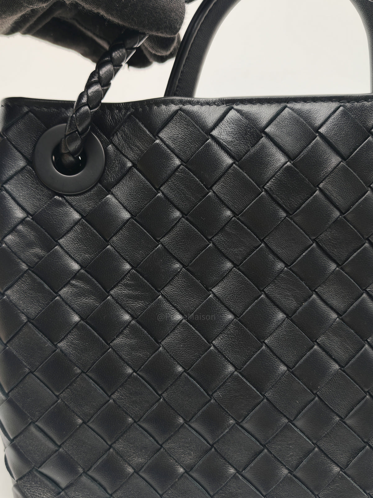 Bottega Veneta Andiamo Small in Black Intrecciato Leather Shoulder Bag