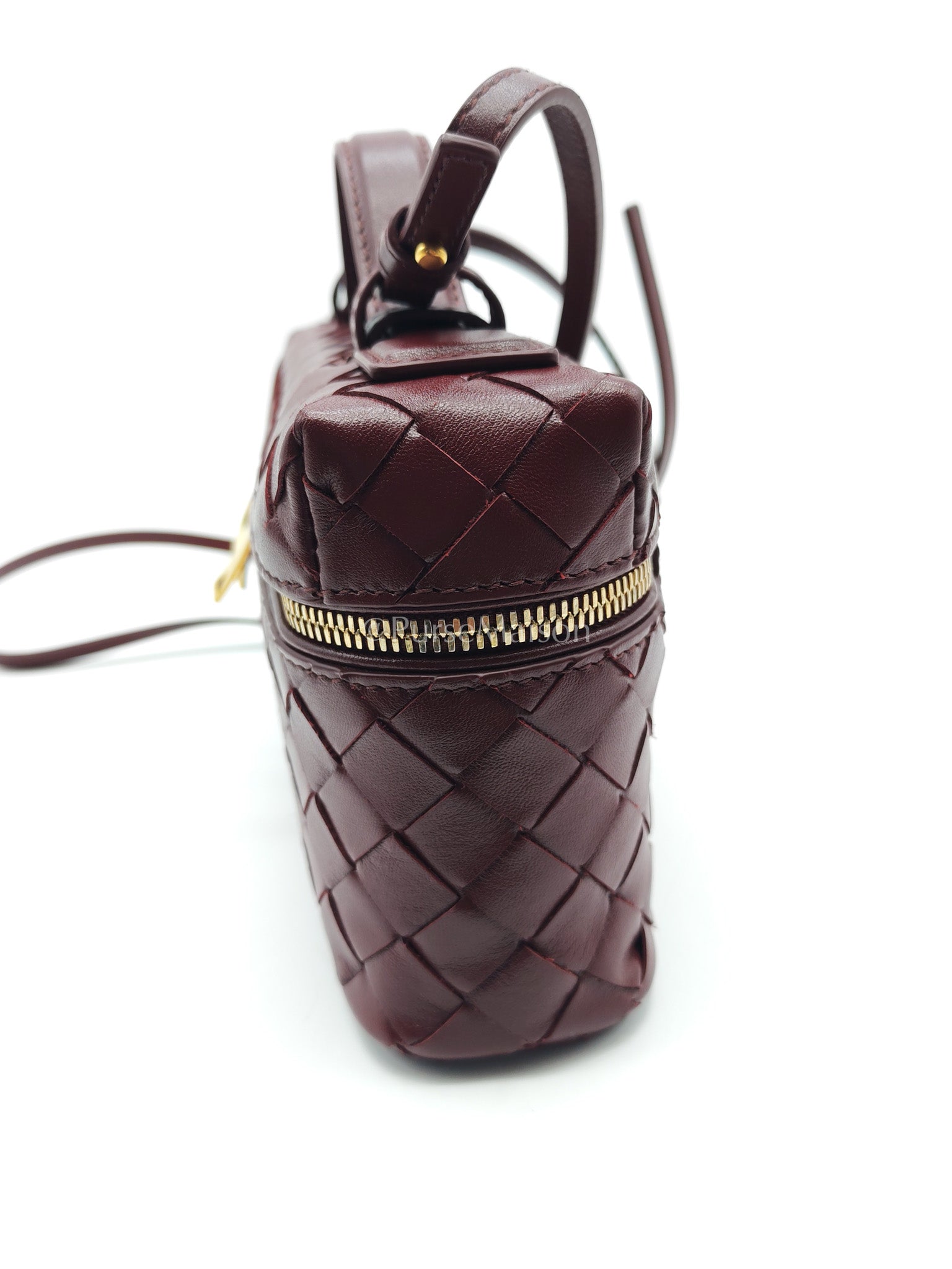 Bottega Veneta Bang Bang Interciato Leather Vanity Case in Burgundy