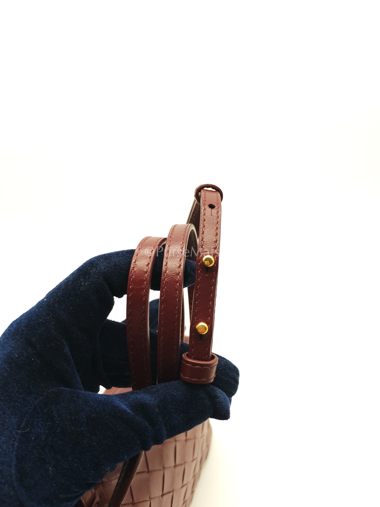 Bottega Veneta Bang Bang Interciato Leather Vanity Case in Burgundy