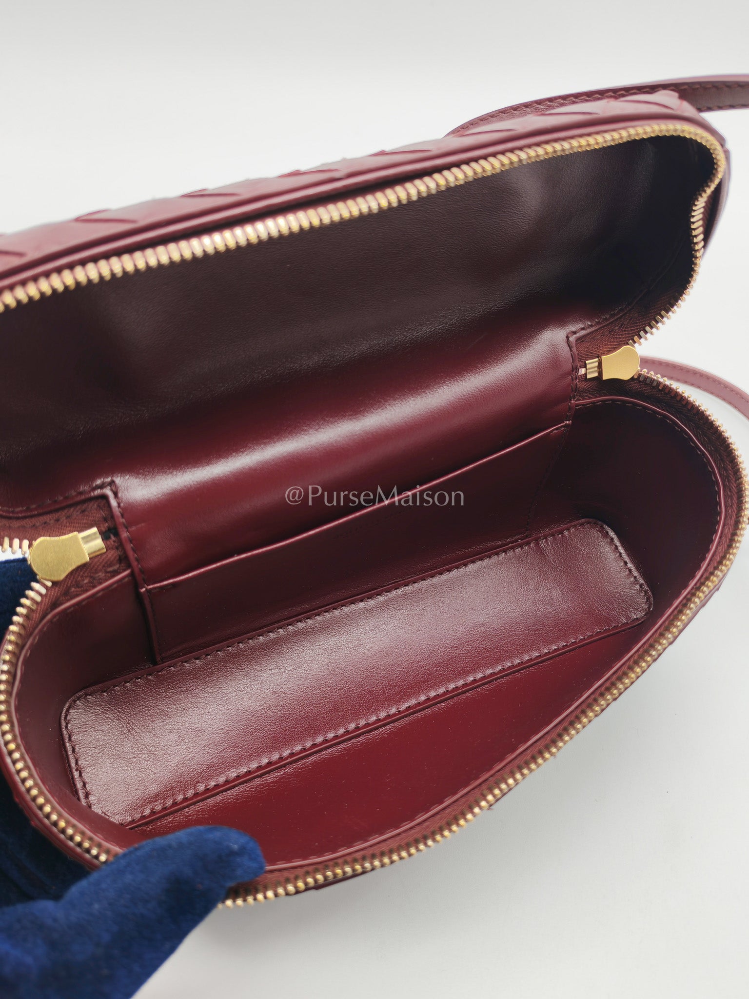 Bottega Veneta Bang Bang Interciato Leather Vanity Case in Burgundy
