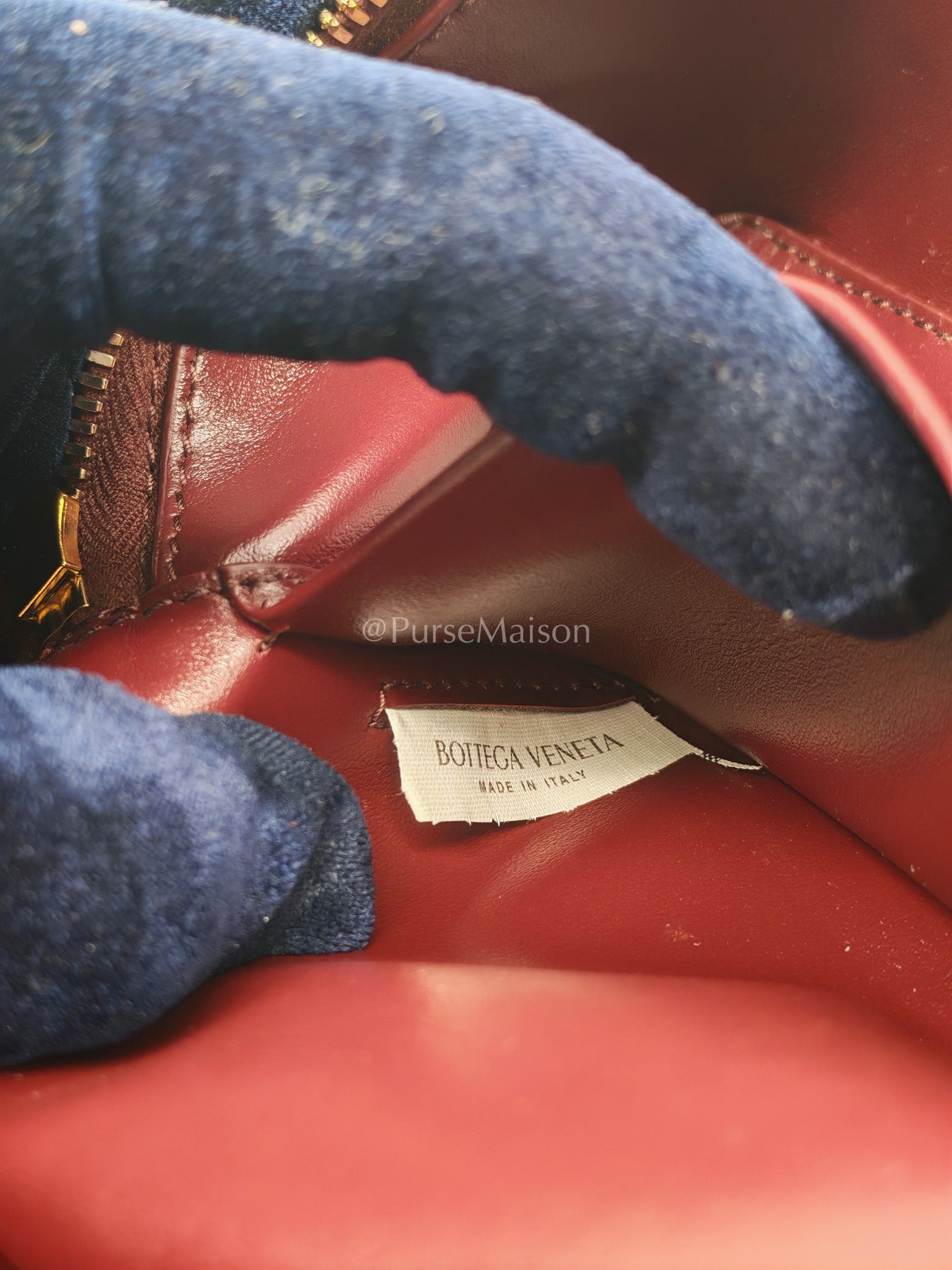 Bottega Veneta Bang Bang Interciato Leather Vanity Case in Burgundy