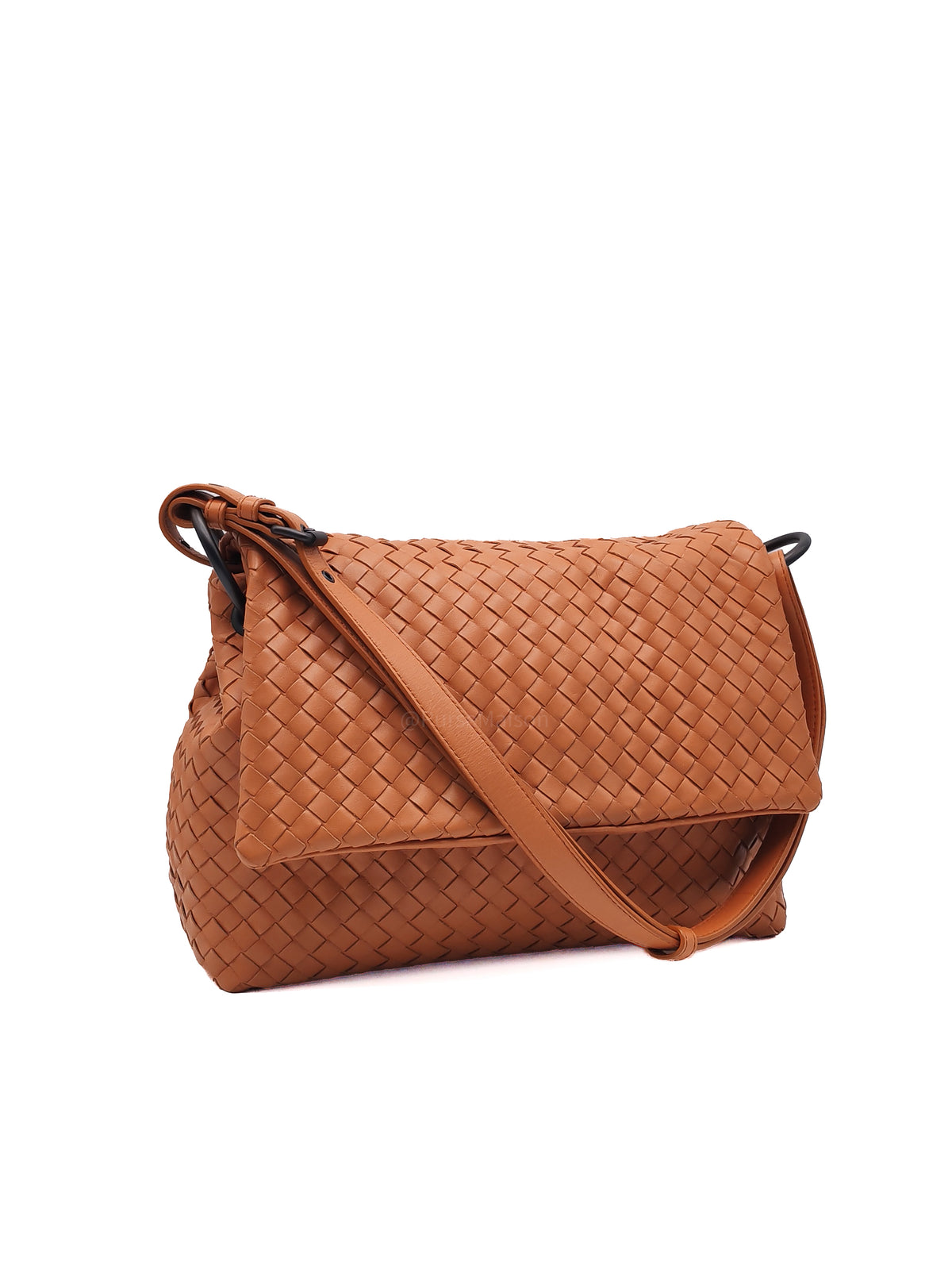 Bottega Veneta Flap Shoulder Bag in Thai Tea Orange Intrecciato Leather