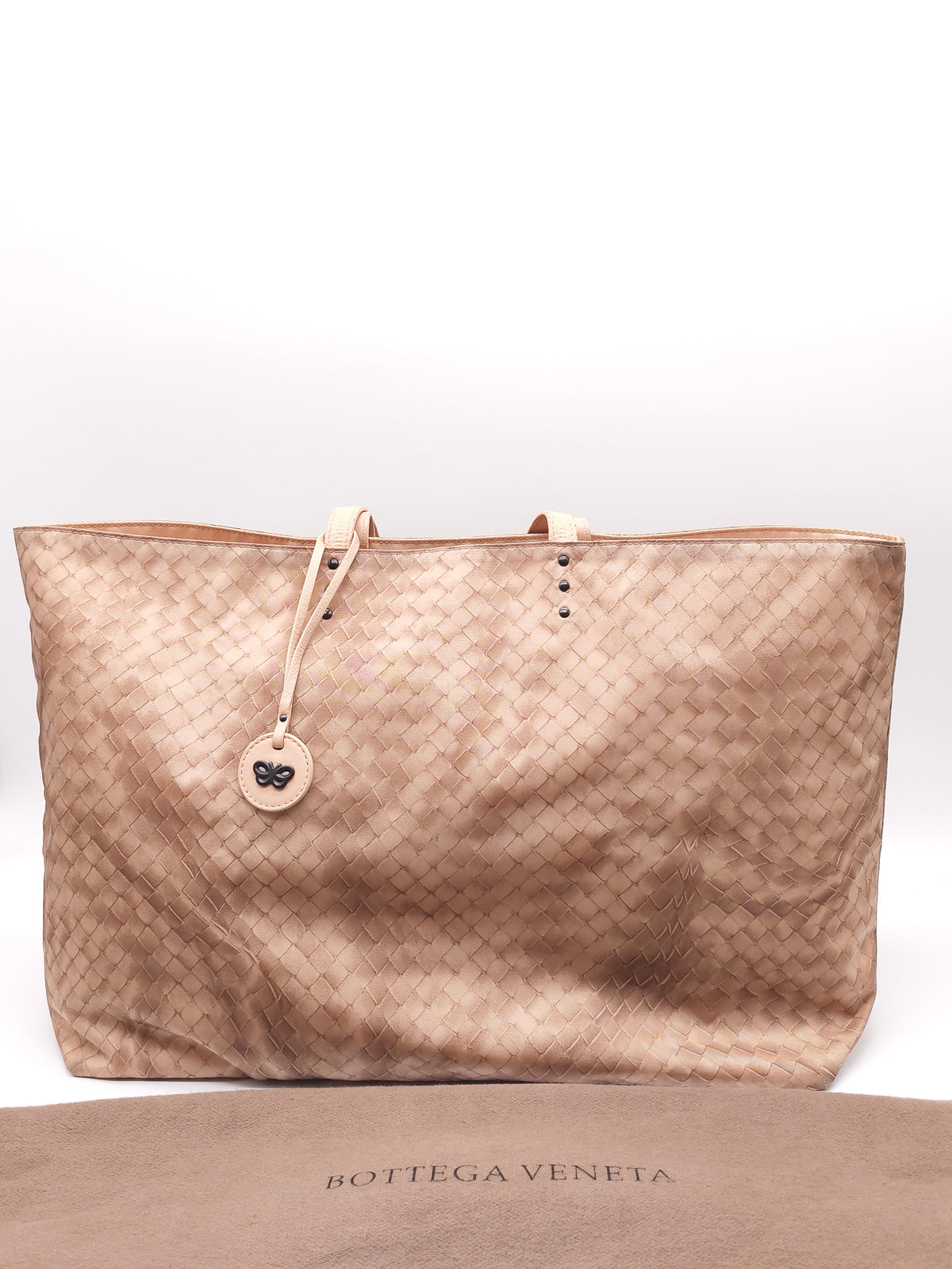 Bottega Veneta Intrecciolusion Tote Bag in Brownish Neutral Tone Nylon Canvas
