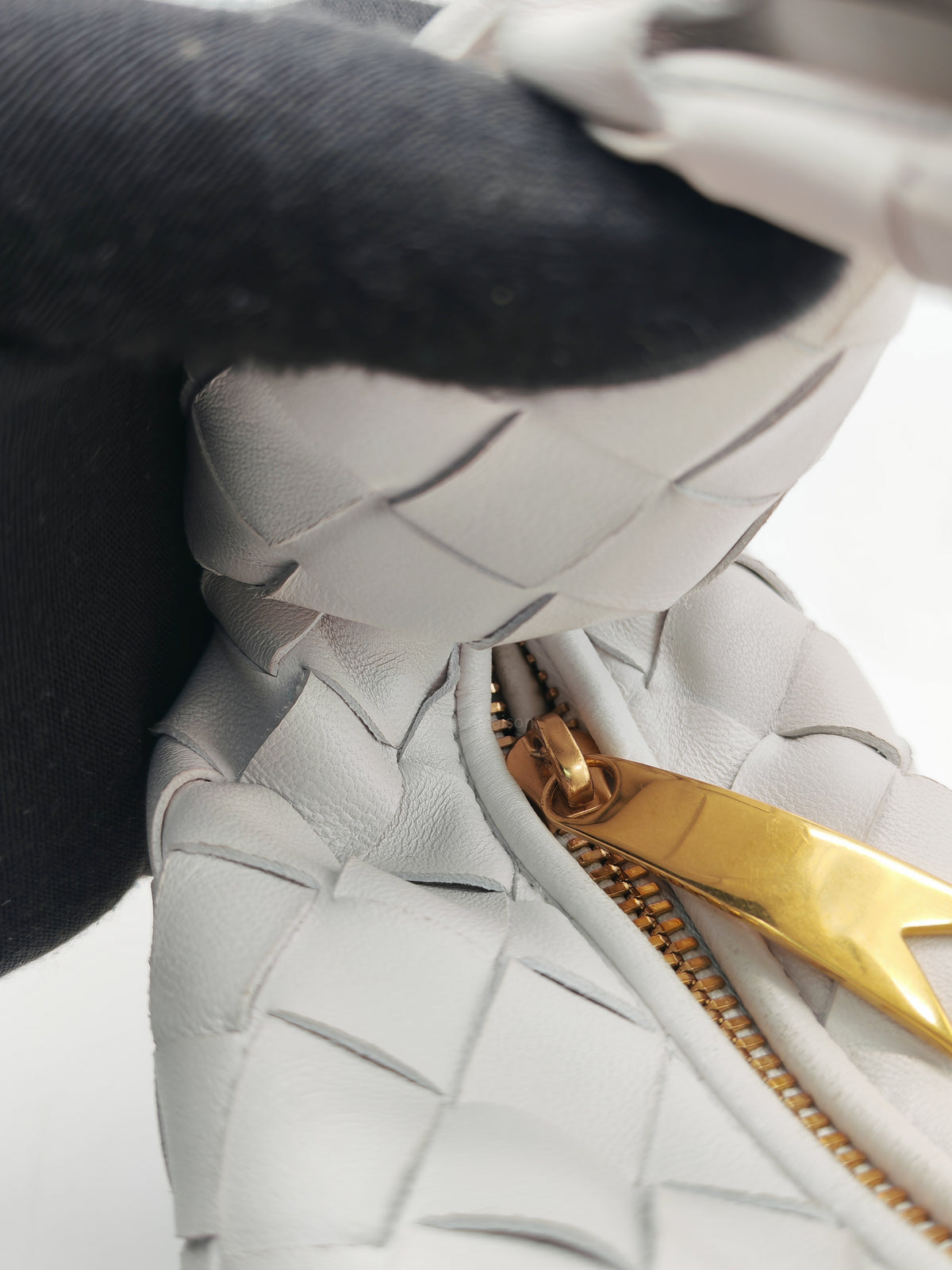 Bottega Veneta Mini Jodie in Off-White Woven Nappa Leather and Gold Hardware