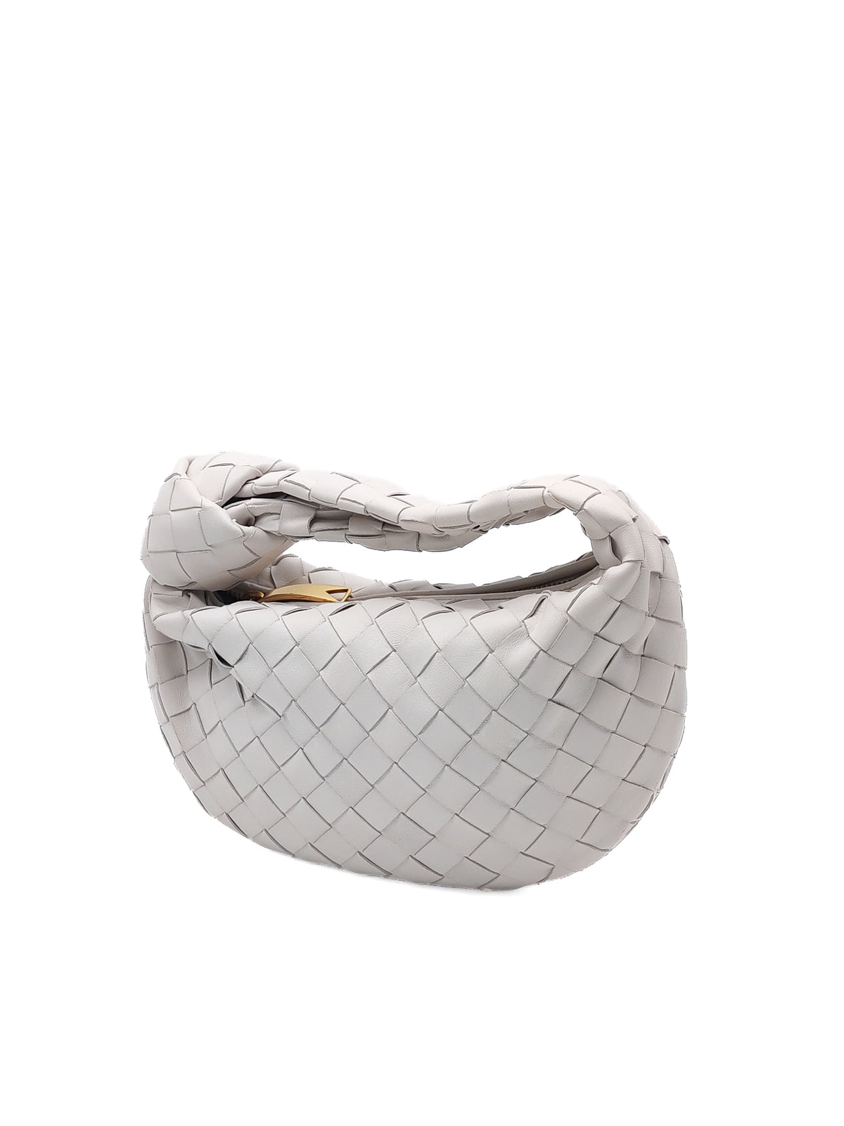 Bottega Veneta Mini Jodie in Off-White Woven Nappa Leather and Gold Hardware