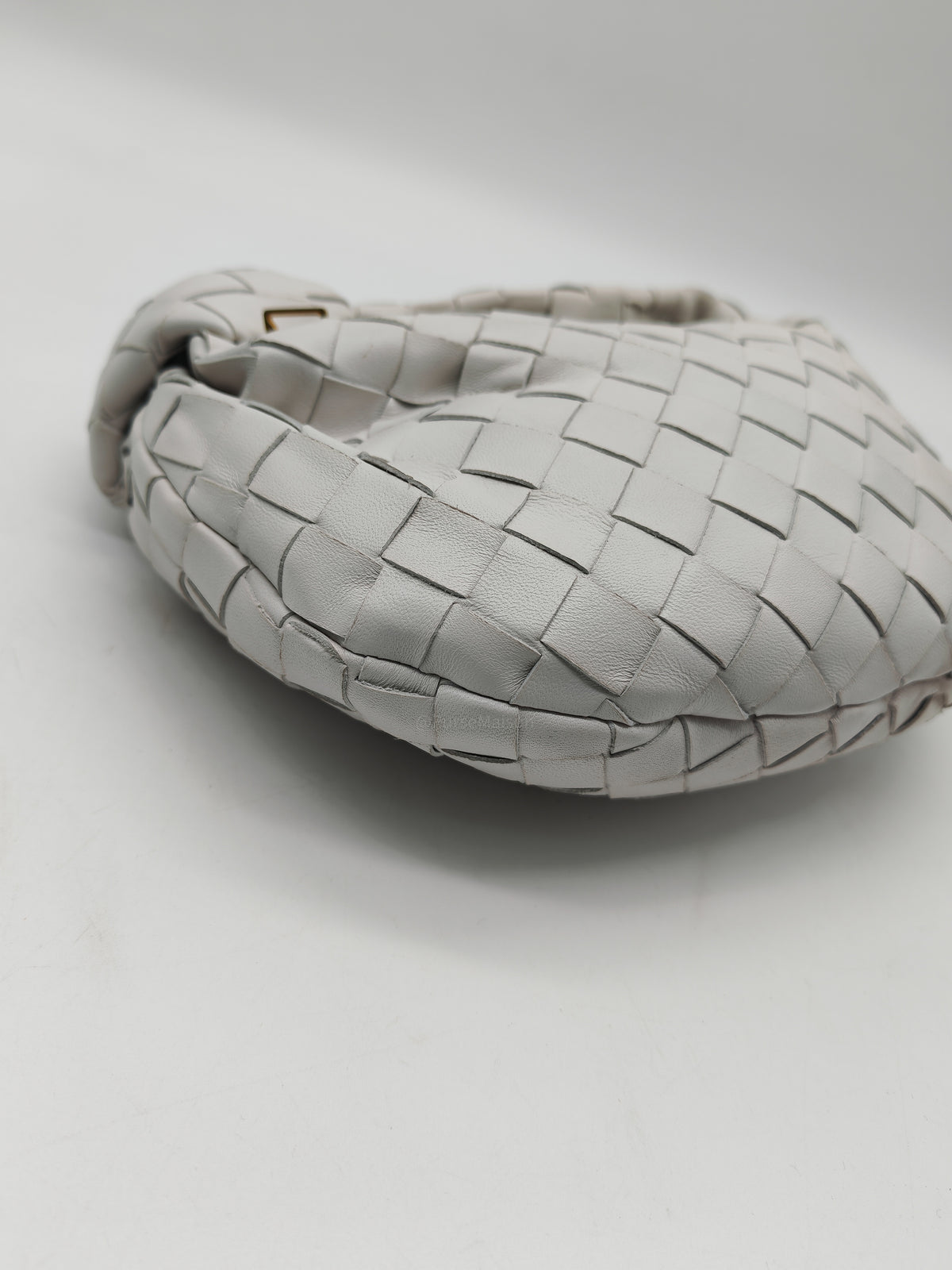 Bottega Veneta Mini Jodie in Off-White Woven Nappa Leather and Gold Hardware