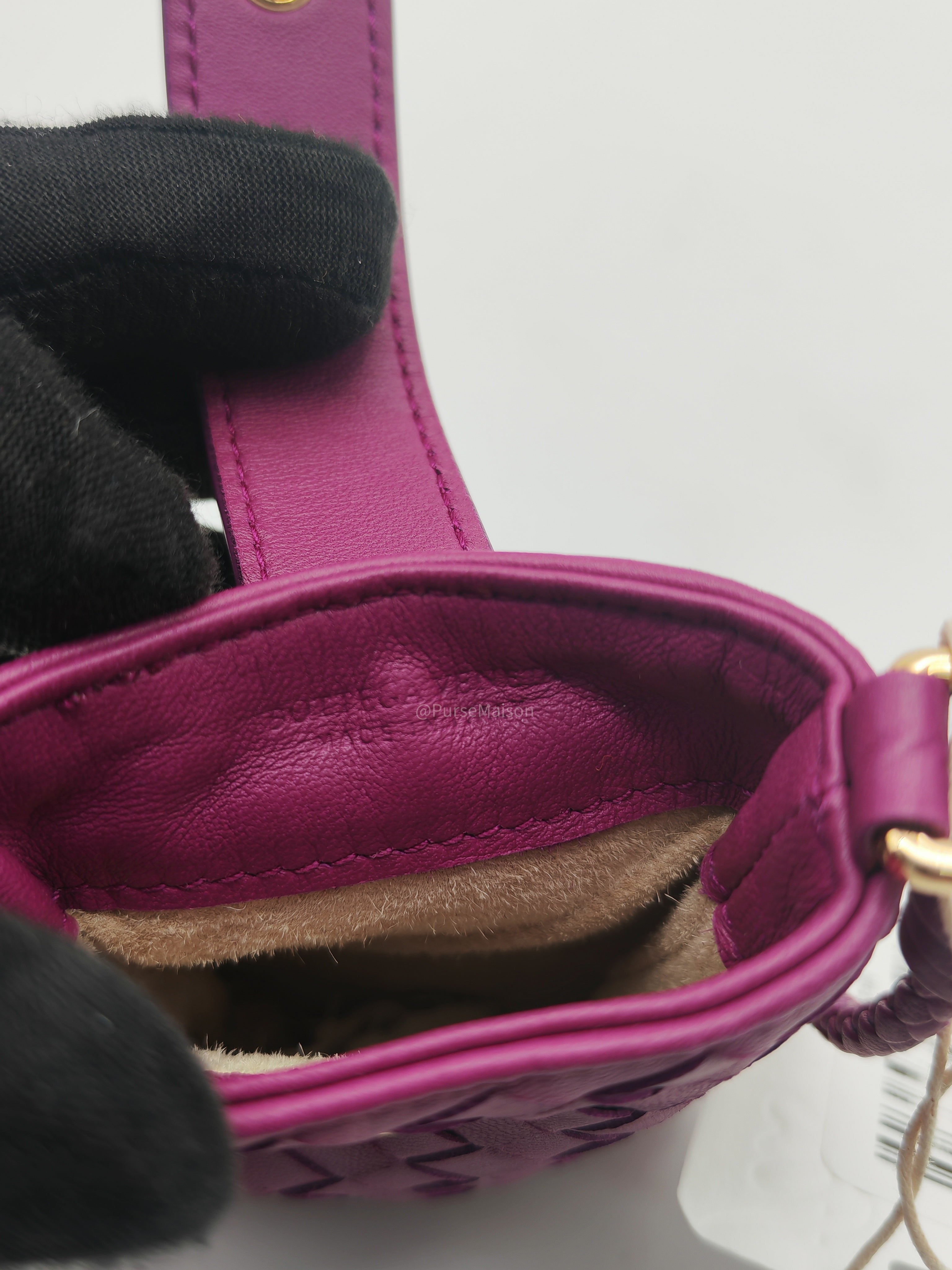 Bottega Veneta Pouch Card Holder in Vibrant Violet Intrecciato Nappa Woven Leather