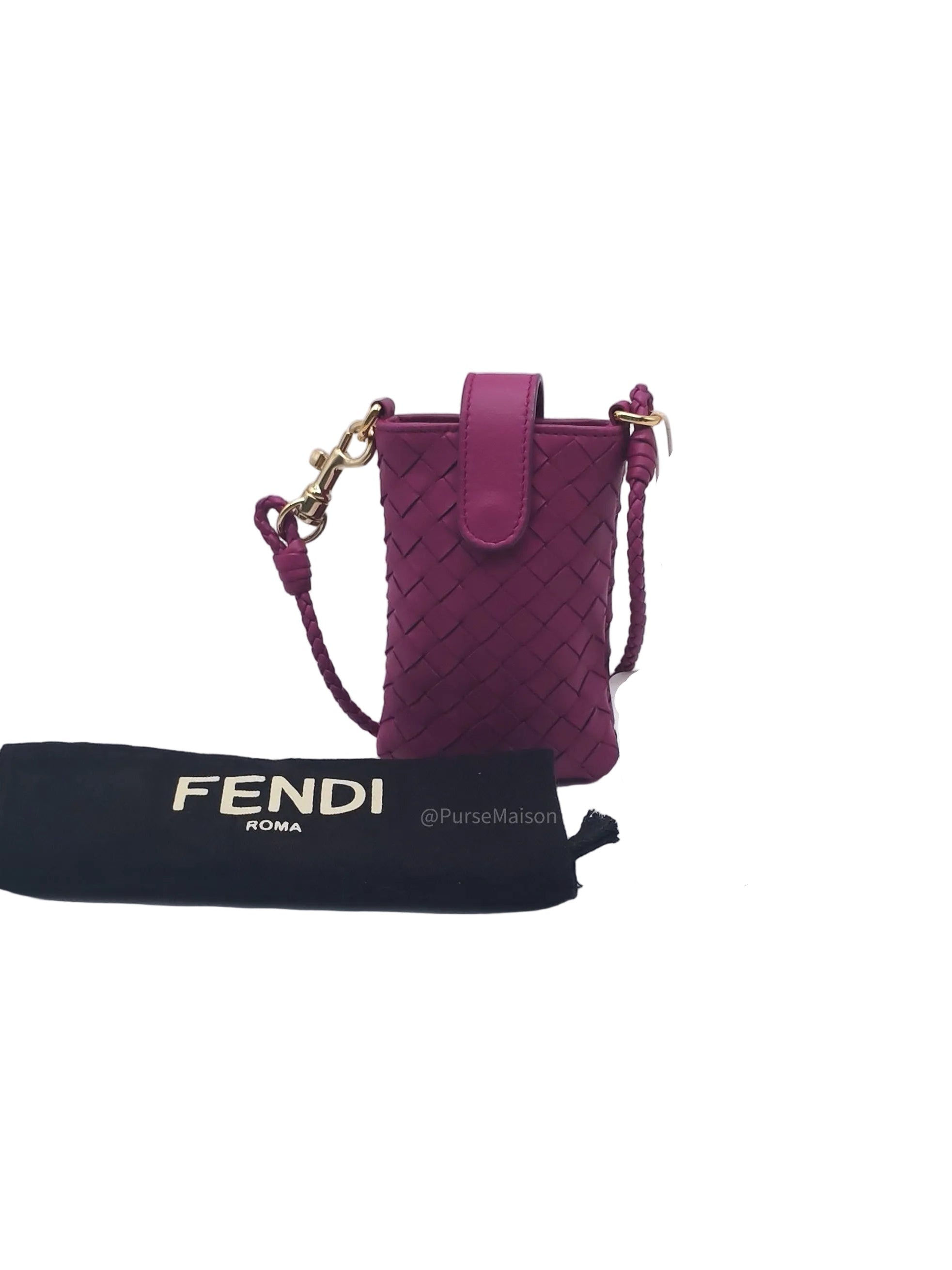 Bottega Veneta Pouch Card Holder in Vibrant Violet Intrecciato Nappa Woven Leather