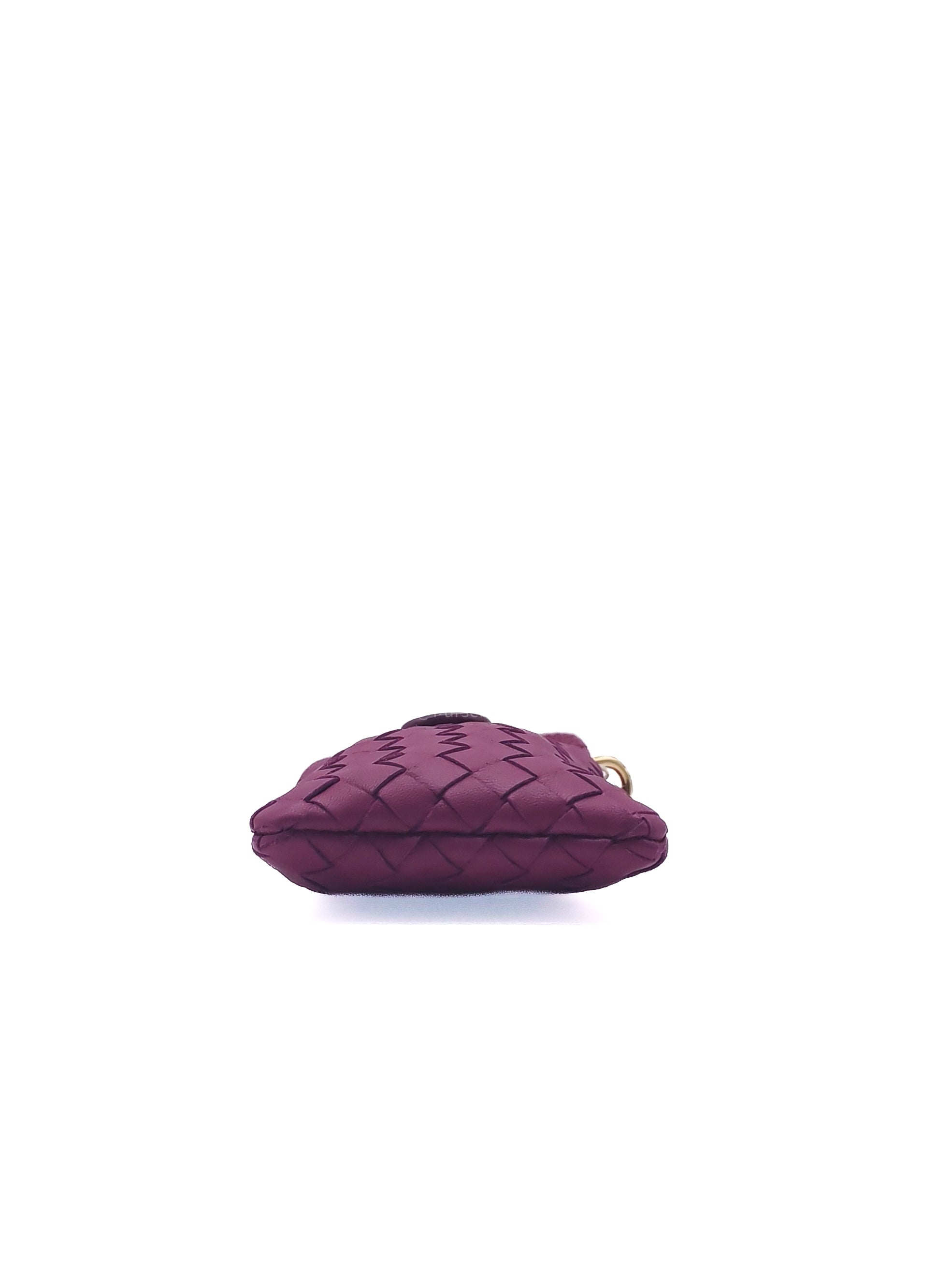 Bottega Veneta Pouch Card Holder in Vibrant Violet Intrecciato Nappa Woven Leather