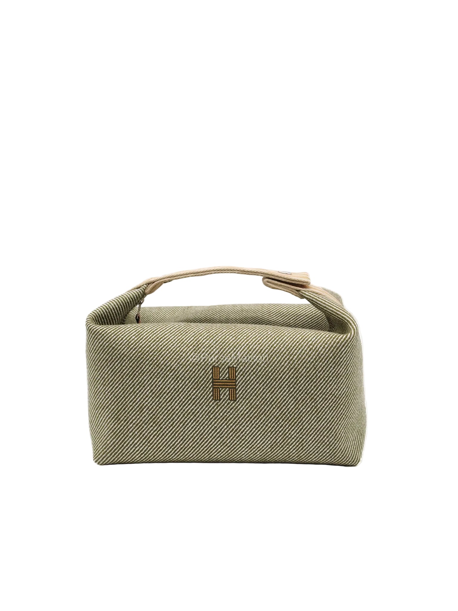 Hermes Bride-A-Brac Travel Case in Green H Natte Wool Canvas