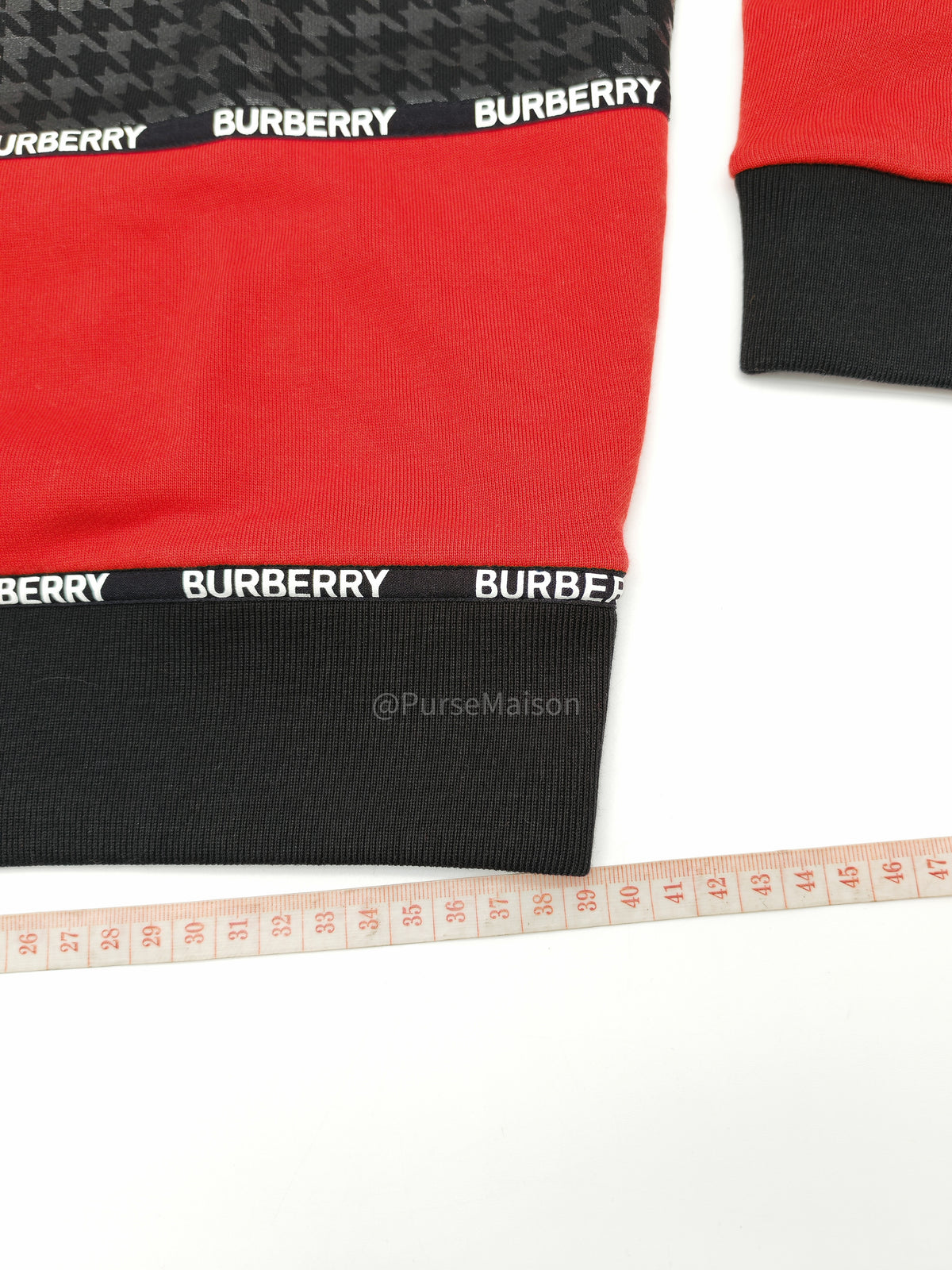 Burberry Houndstooth Logo Sweatshirt in Red and Black Colorway