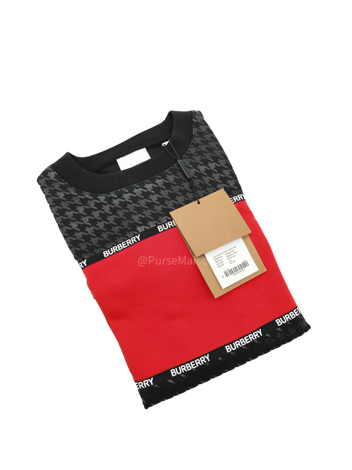Burberry Houndstooth Logo Sweatshirt in Red and Black Colorway