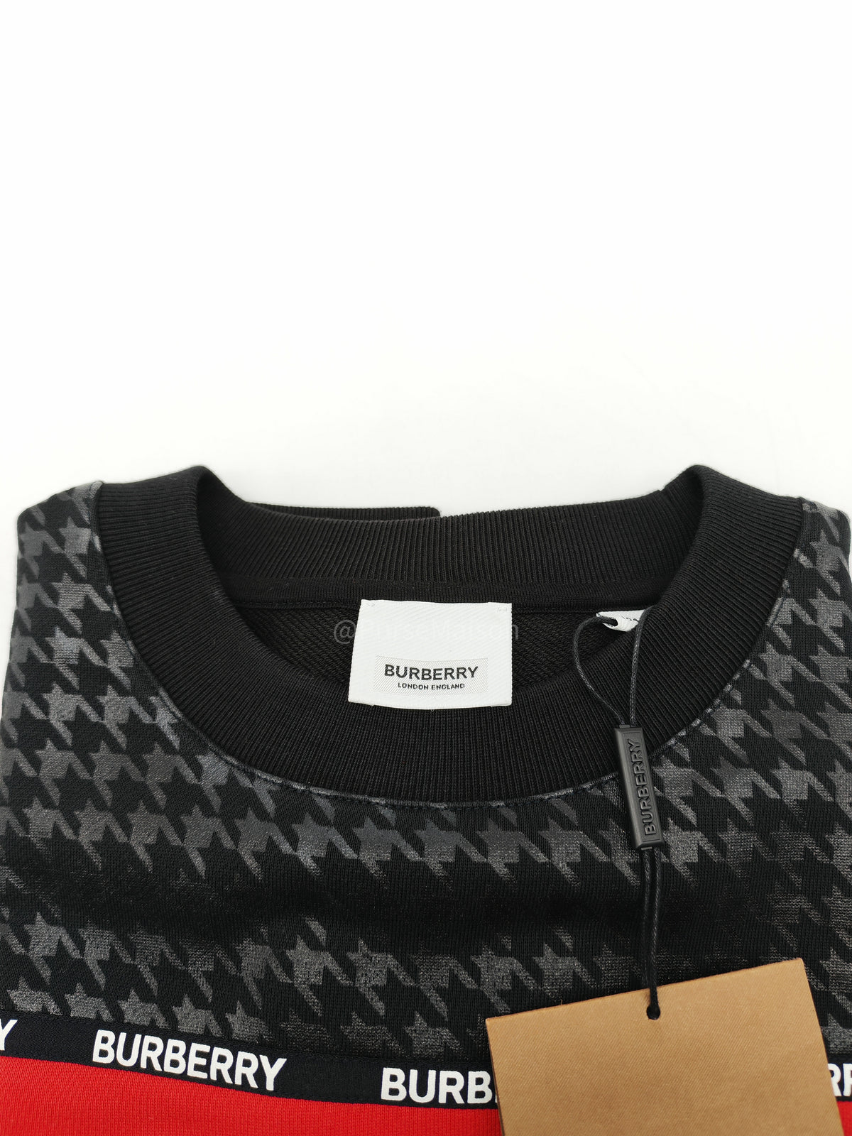 Burberry Houndstooth Logo Sweatshirt in Red and Black Colorway