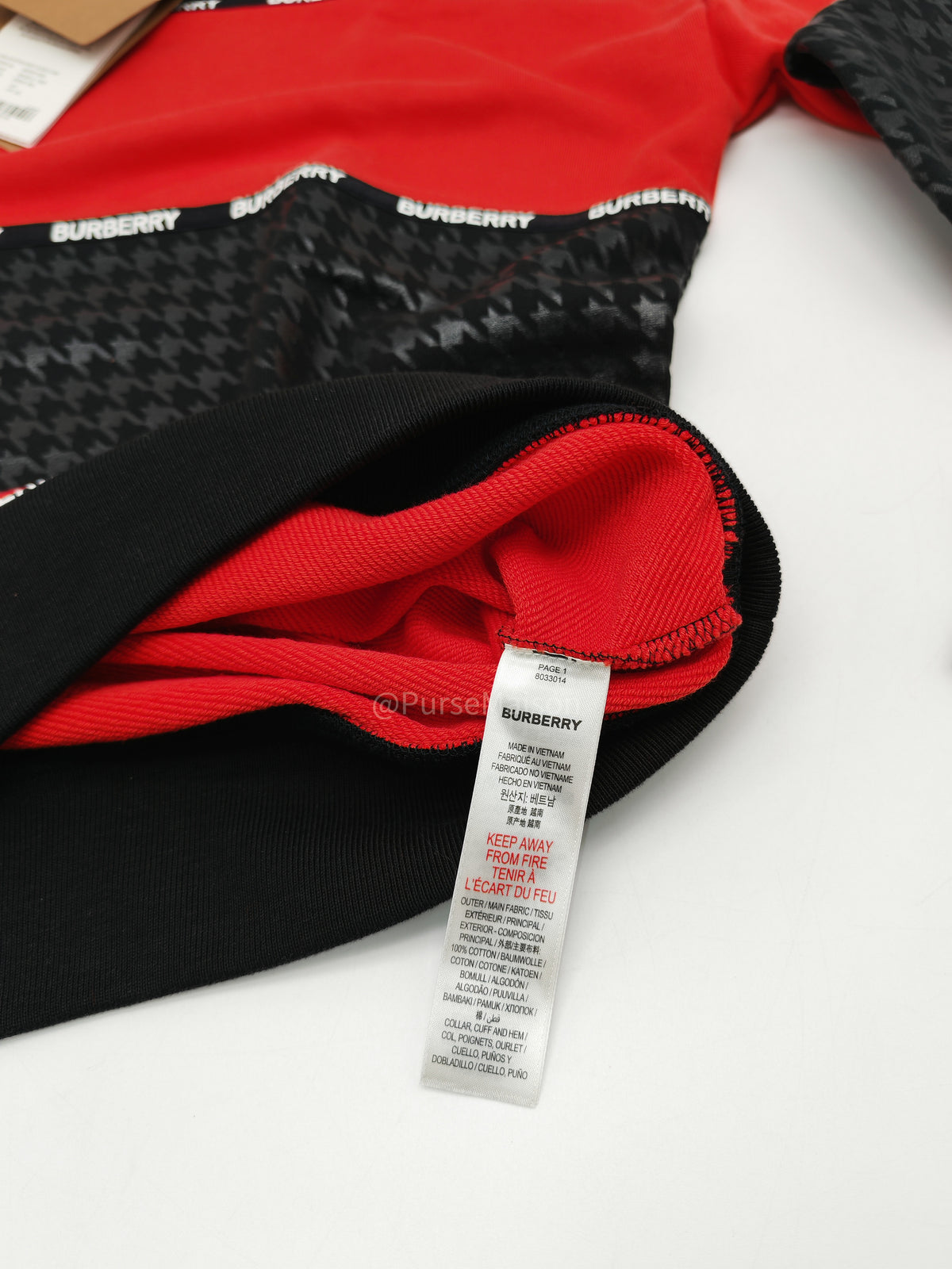 Burberry Houndstooth Logo Sweatshirt in Red and Black Colorway