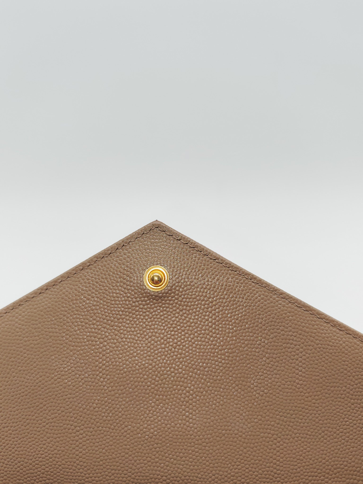 Cassandre Wallet on Chain in Taupe Chevron Quilted Grain De Poudre Calfskin Leather & Gold Hardware