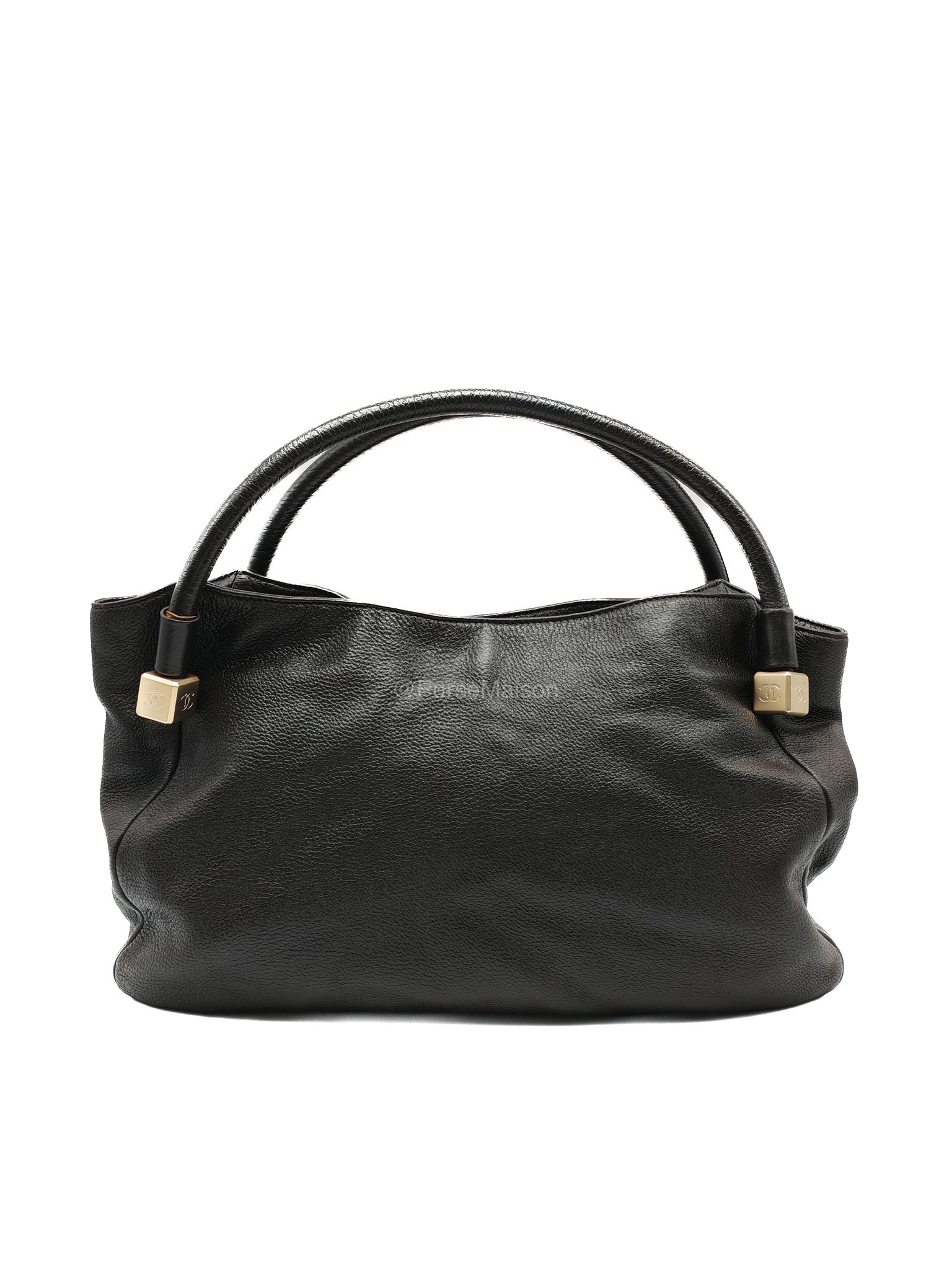 Chanel CC Dice Tote Bag in Dark Chocolate Brown Grained Calfskin Leather and Light Gold Hardware Series 7