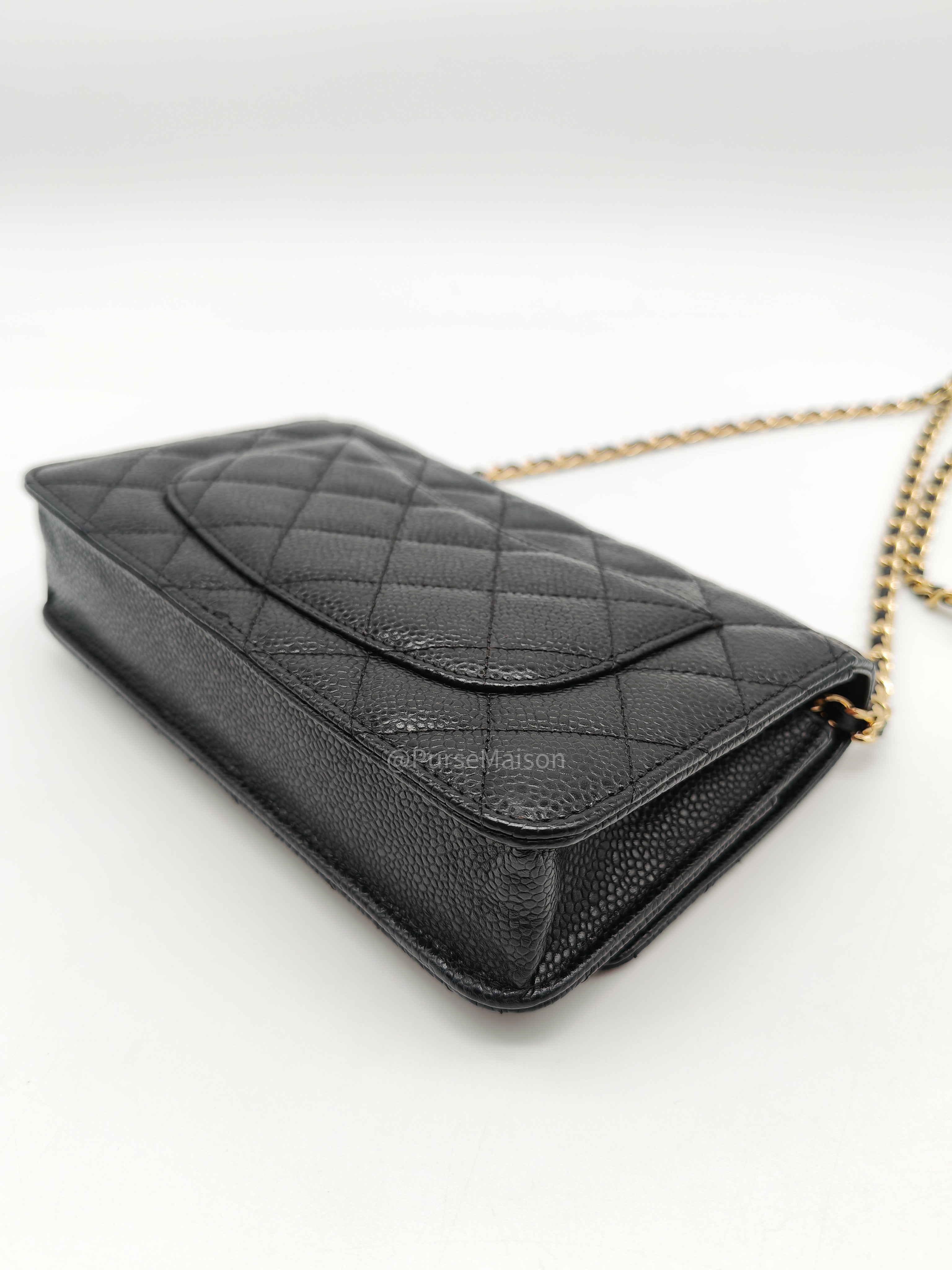 Chanel Classic Wallet on Chain in Black Quilted Caviar Leather and Gold Hardware Series 28
