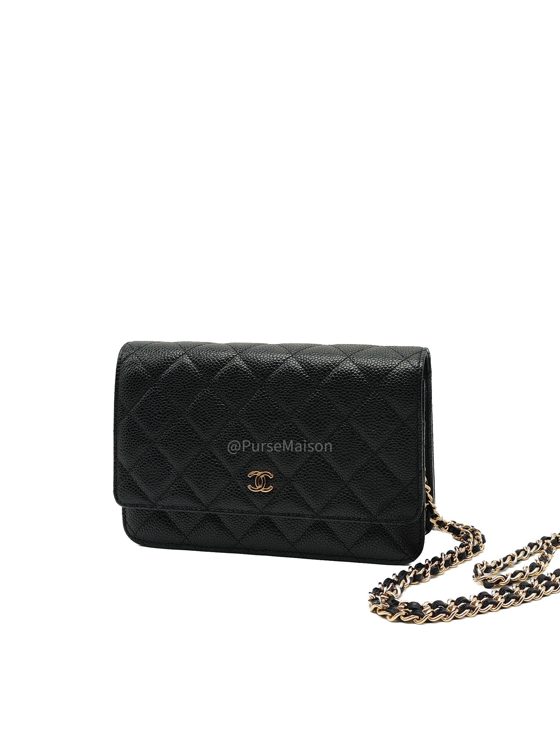 Chanel Classic Wallet on Chain in Black Quilted Caviar Leather and Gold Hardware Series 28