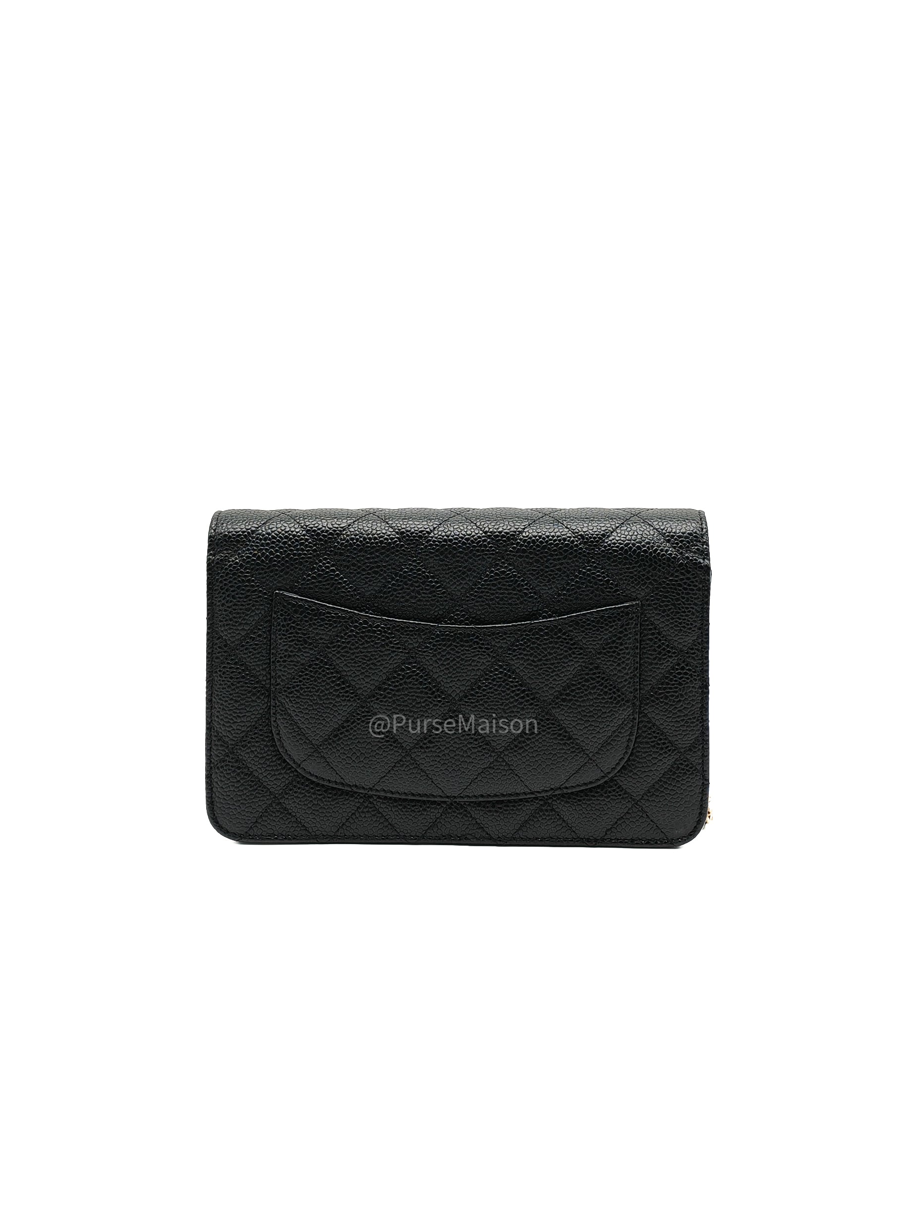 Chanel Classic Wallet on Chain in Black Quilted Caviar Leather and Gold Hardware Series 28
