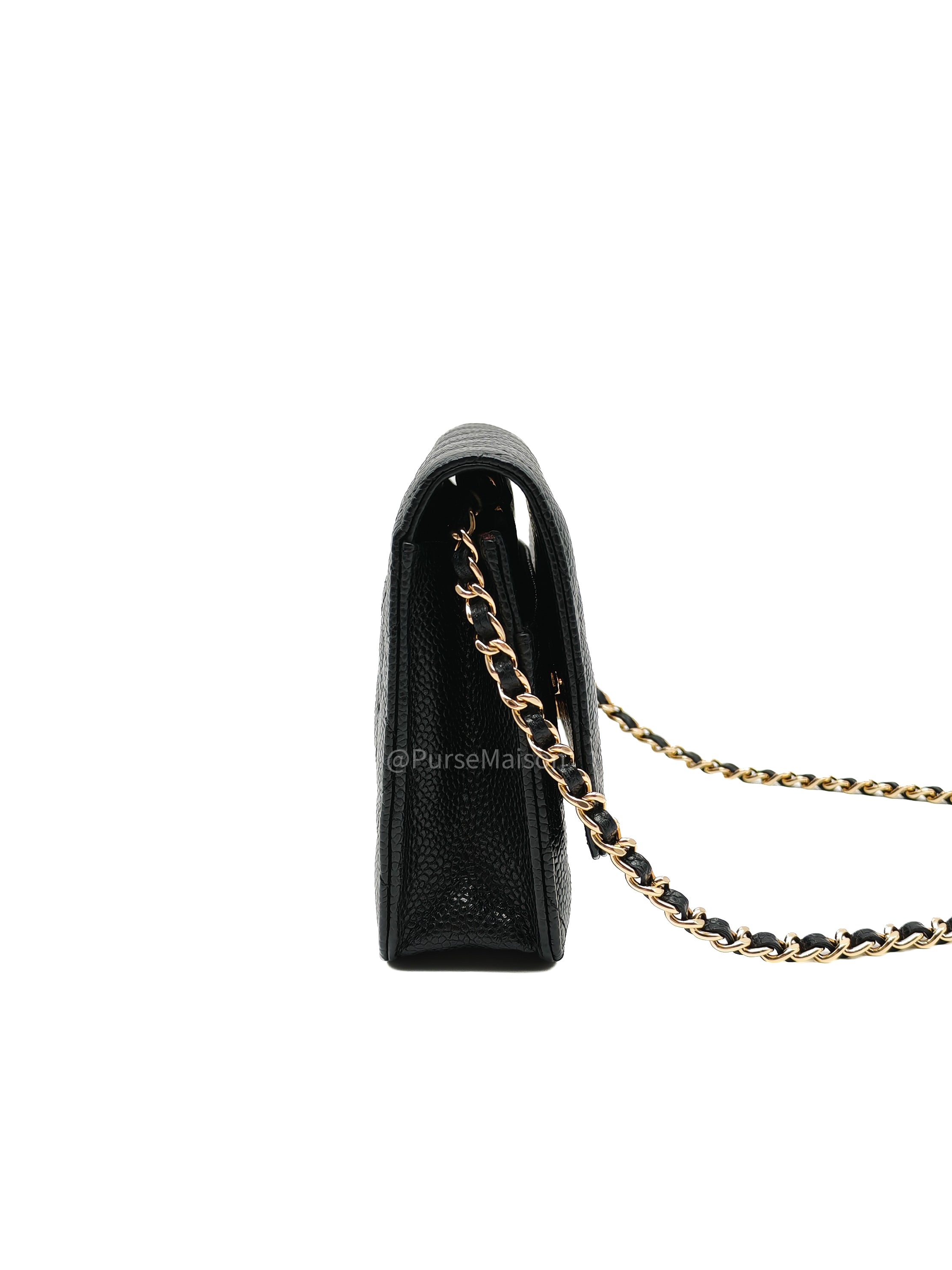 Chanel Classic Wallet on Chain in Black Quilted Caviar Leather and Gold Hardware Series 28