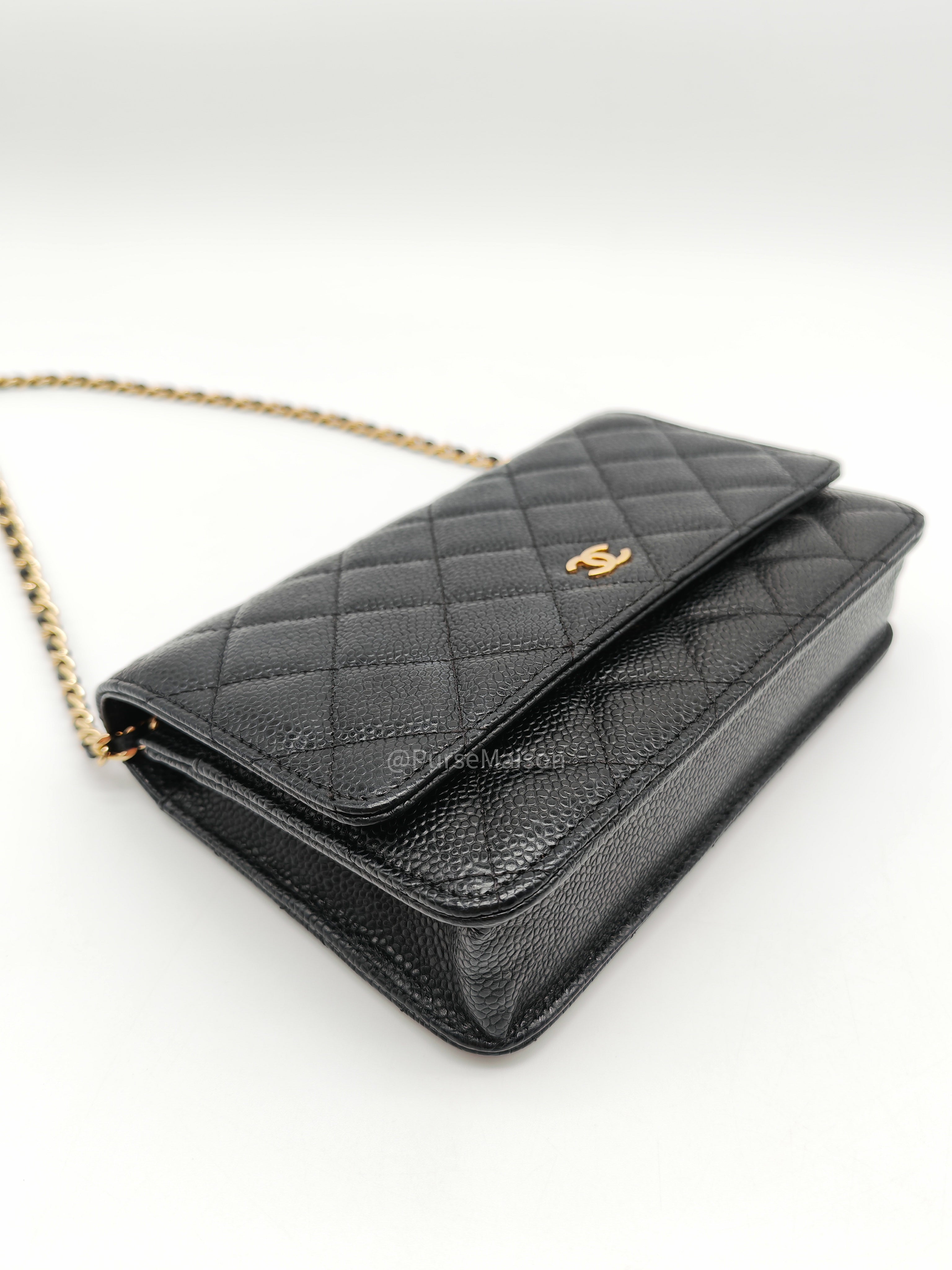 Chanel Classic Wallet on Chain in Black Quilted Caviar Leather and Gold Hardware Series 28