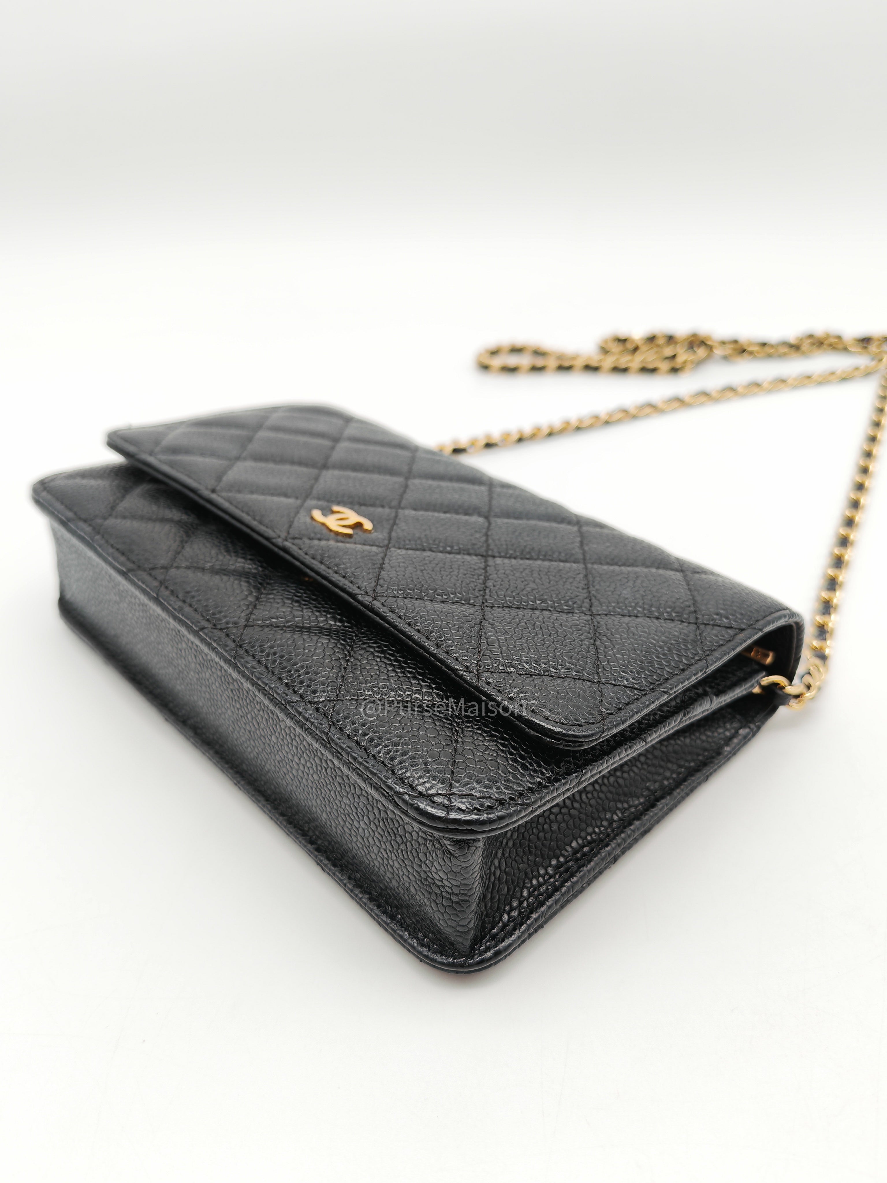 Chanel Classic Wallet on Chain in Black Quilted Caviar Leather and Gold Hardware Series 28