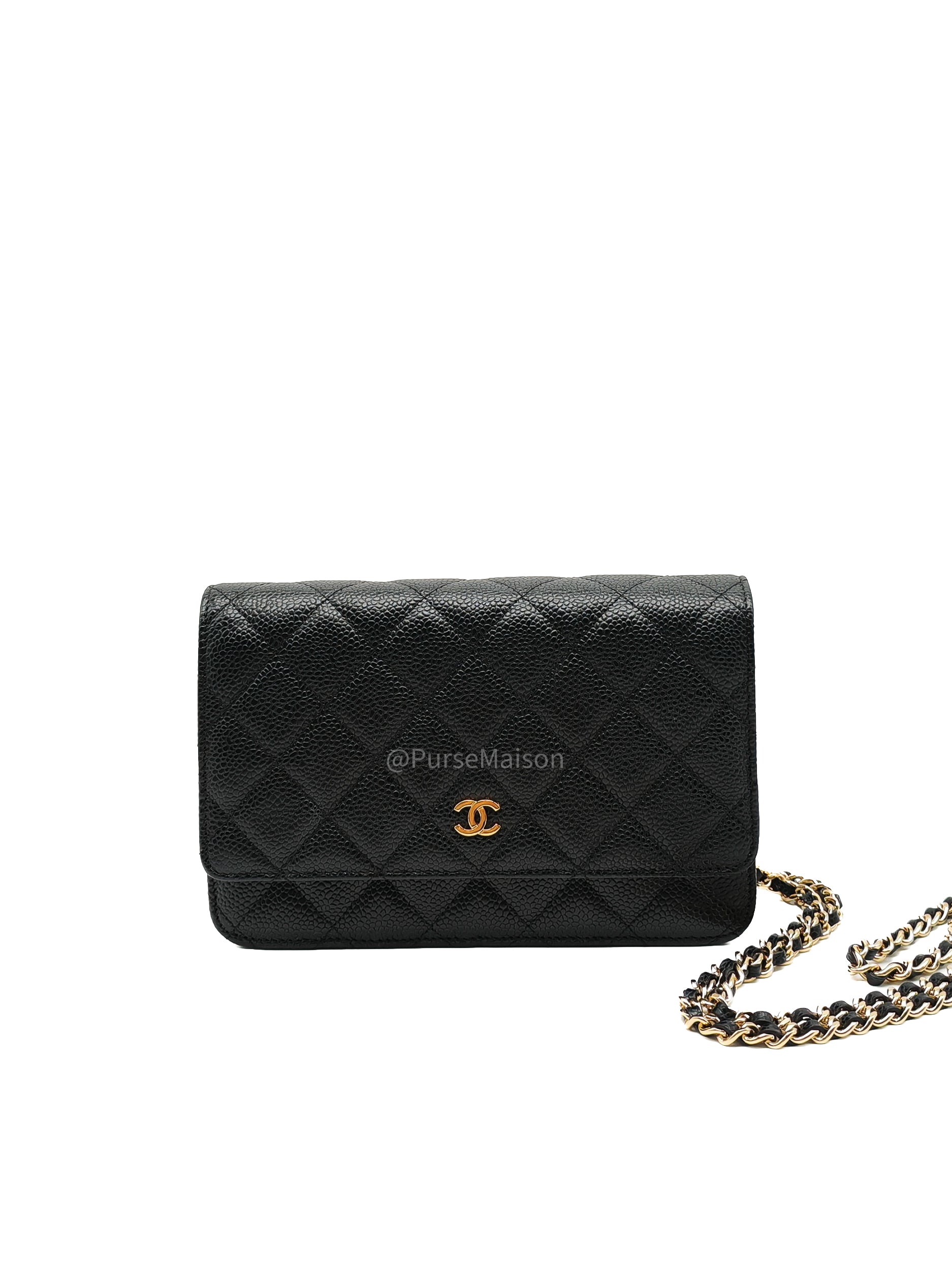 Chanel Classic Wallet on Chain in Black Quilted Caviar Leather and Gold Hardware Series 28