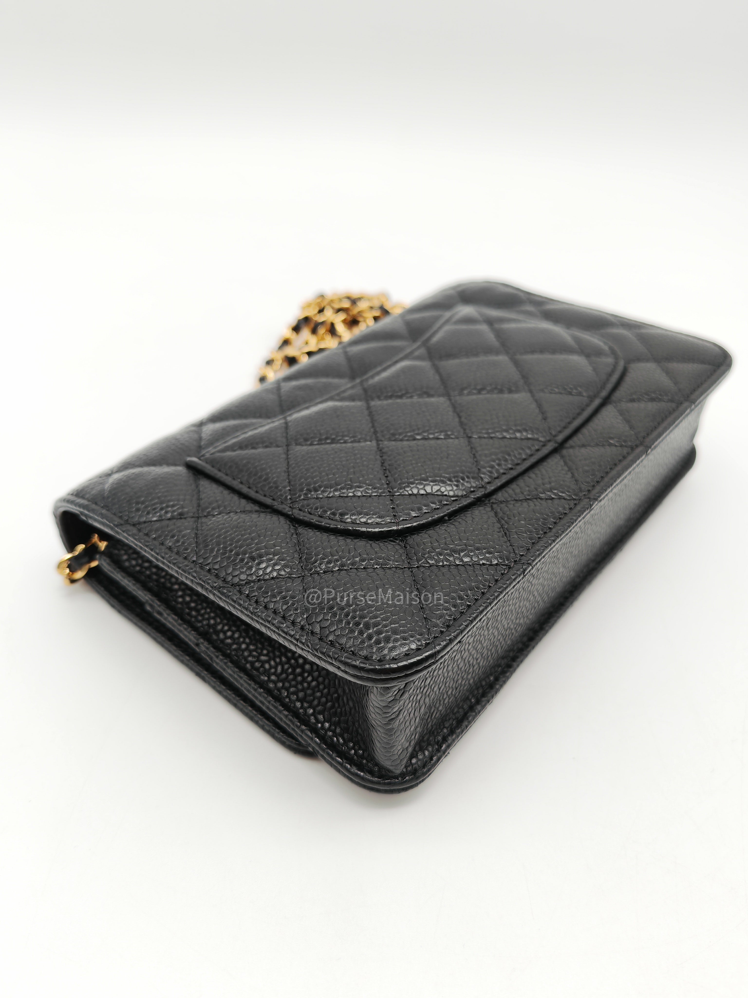 Chanel Classic Wallet on Chain in Black Quilted Caviar Leather and Gold Hardware Series 29