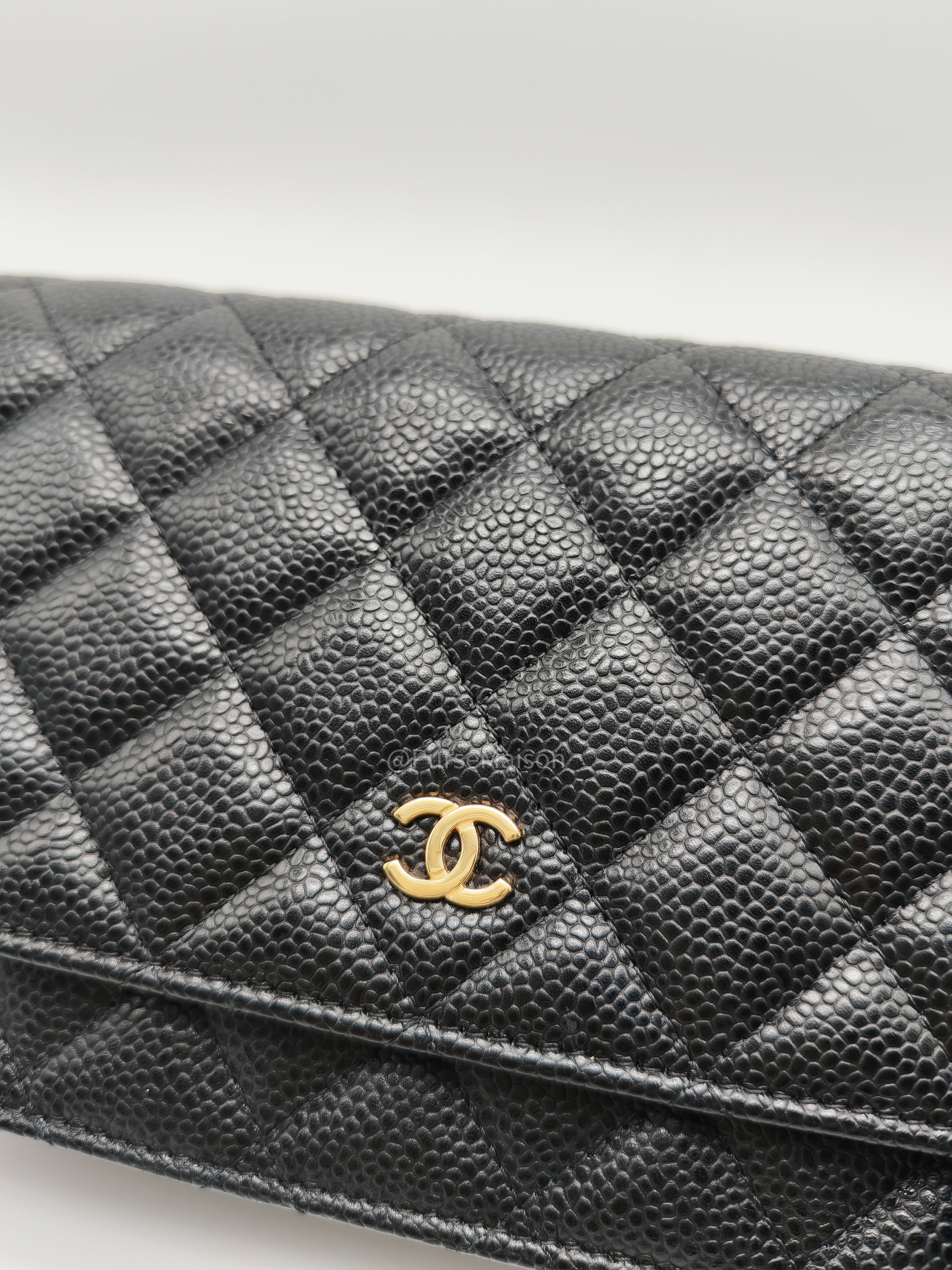 Chanel Classic Wallet on Chain in Black Quilted Caviar Leather and Gold Hardware Series 29