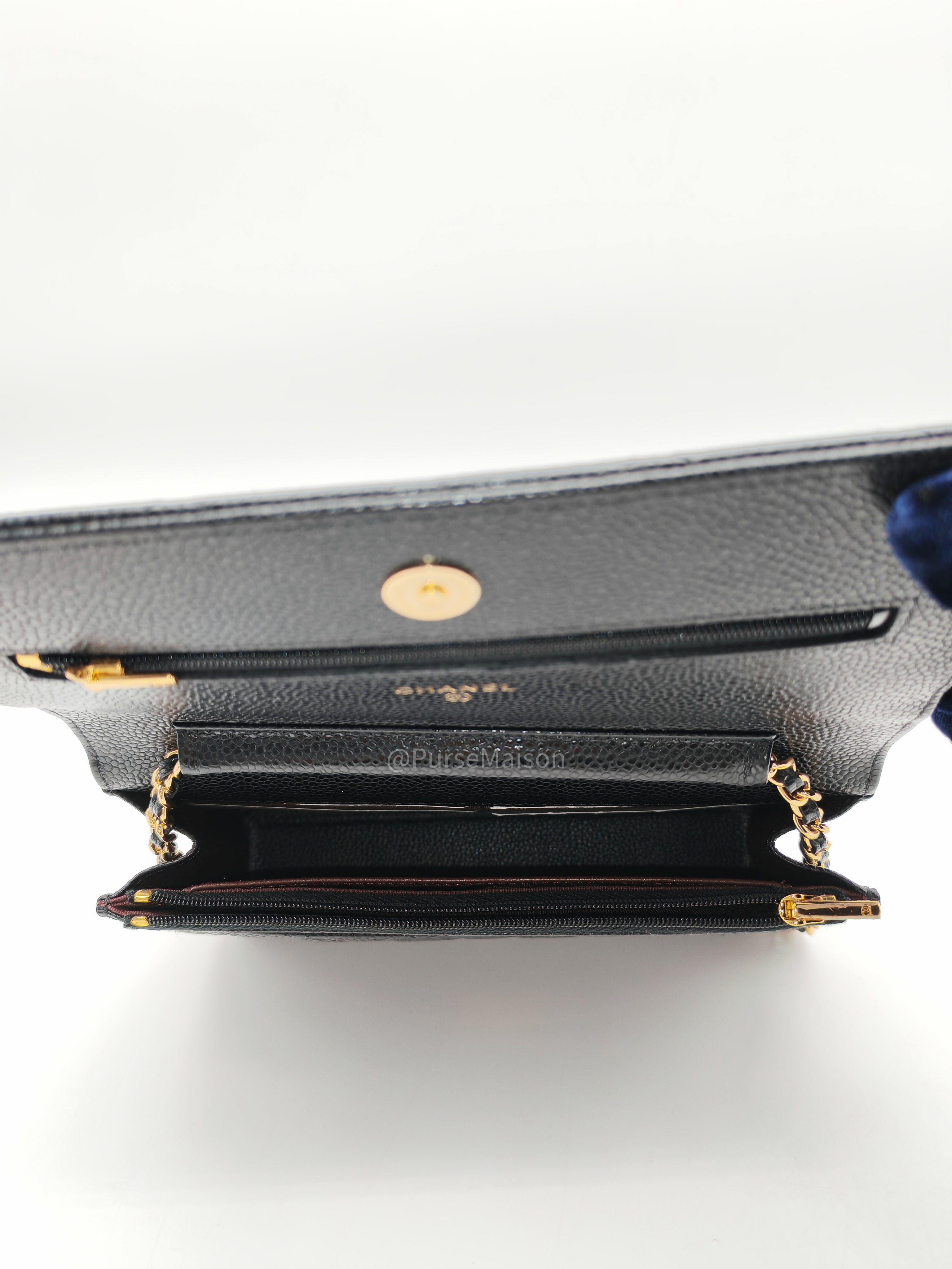 Chanel Classic Wallet on Chain in Black Quilted Caviar Leather and Gold Hardware Series 29