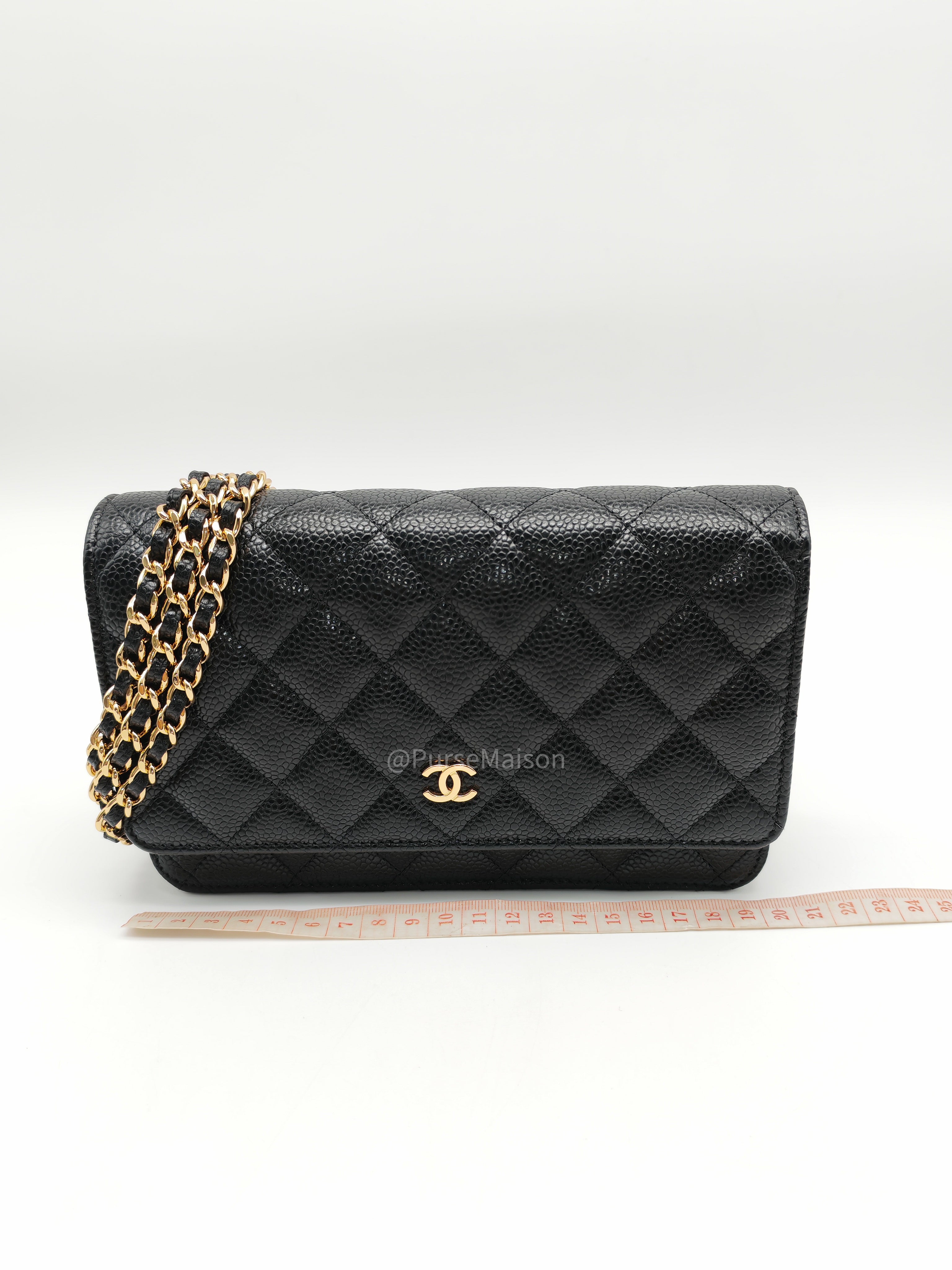 Chanel Classic Wallet on Chain in Black Quilted Caviar Leather and Gold Hardware Series 29