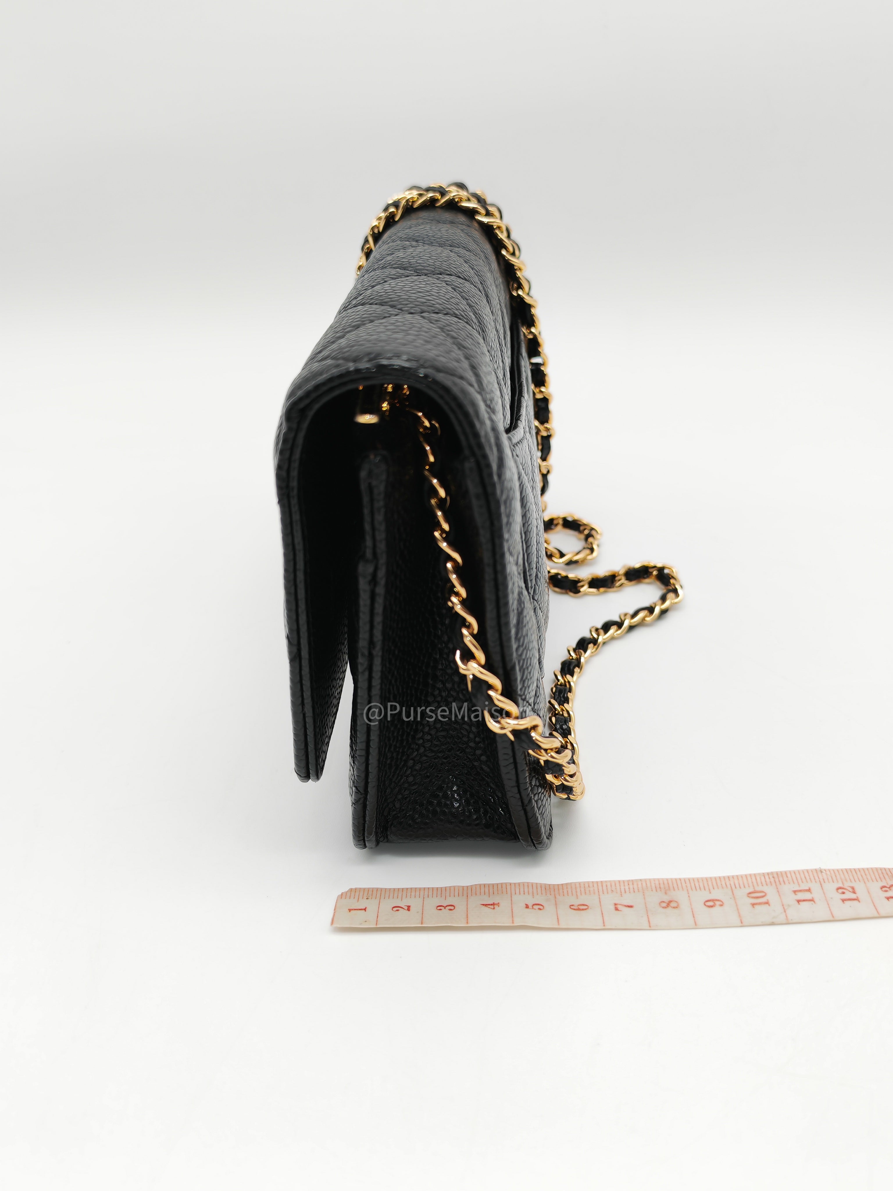 Chanel Classic Wallet on Chain in Black Quilted Caviar Leather and Gold Hardware Series 29