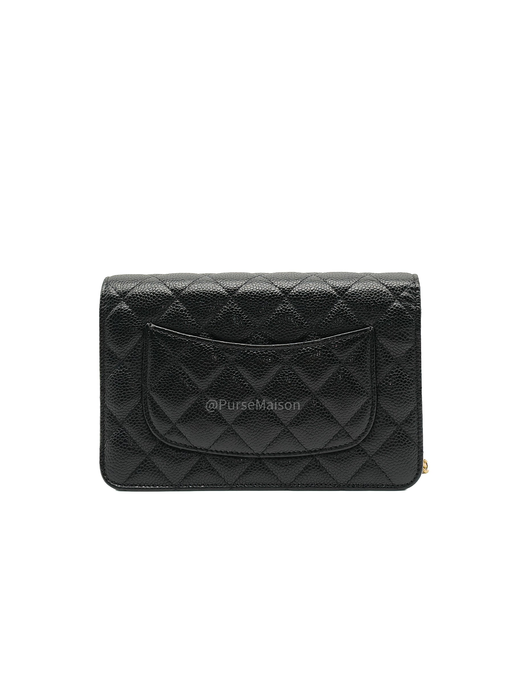 Chanel Classic Wallet on Chain in Black Quilted Caviar Leather and Gold Hardware Series 29
