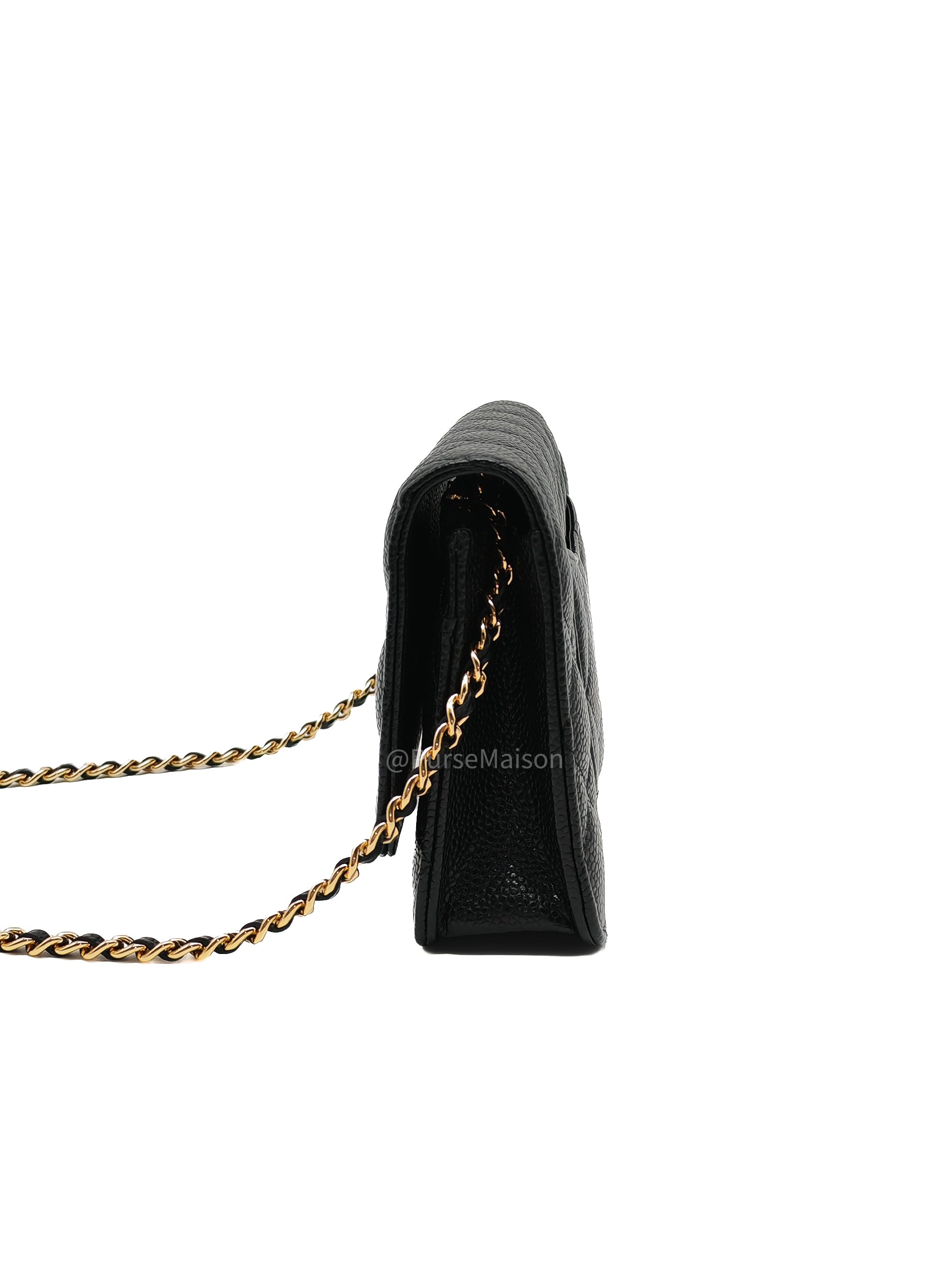 Chanel Classic Wallet on Chain in Black Quilted Caviar Leather and Gold Hardware Series 29