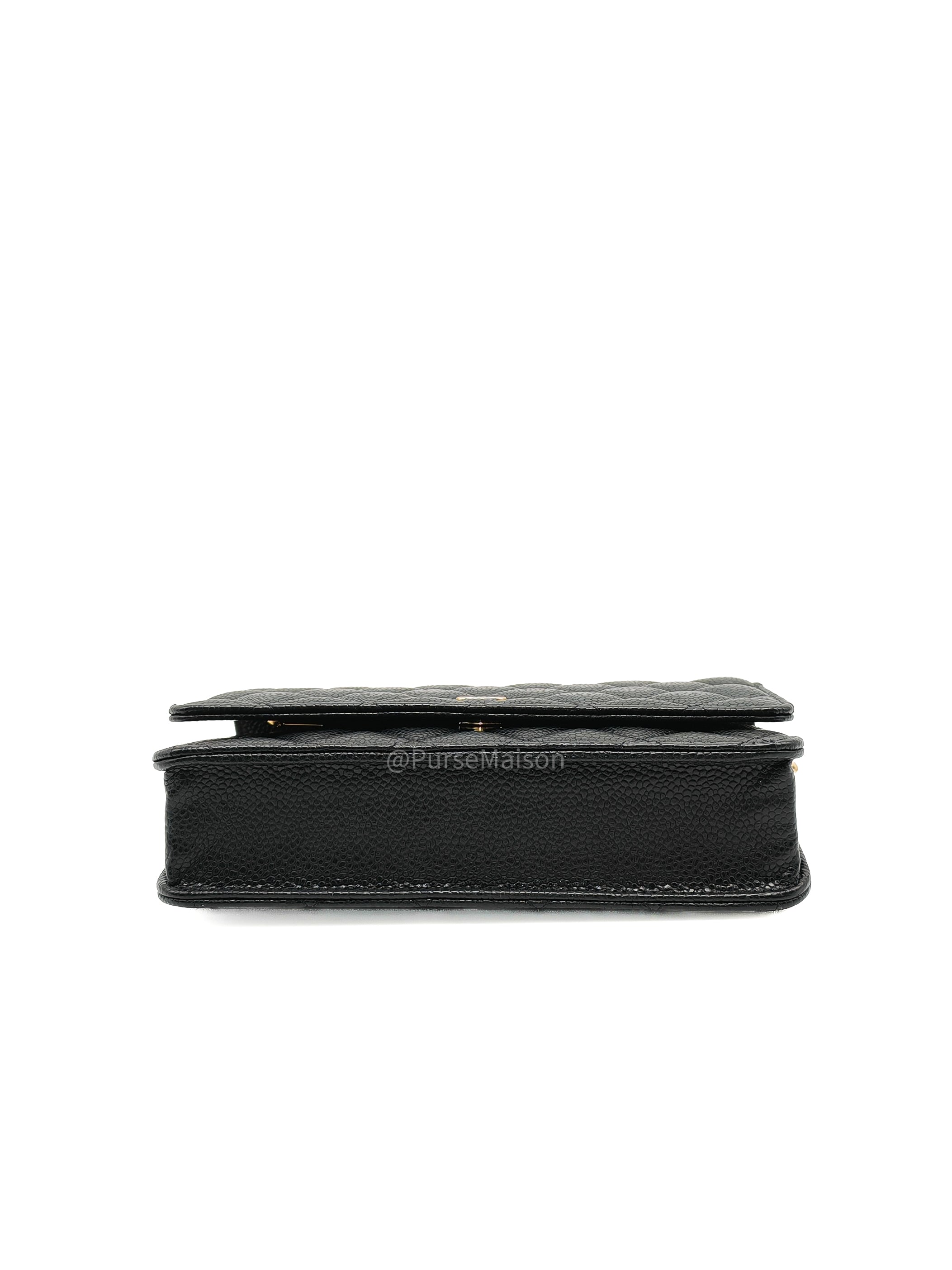 Chanel Classic Wallet on Chain in Black Quilted Caviar Leather and Gold Hardware Series 29