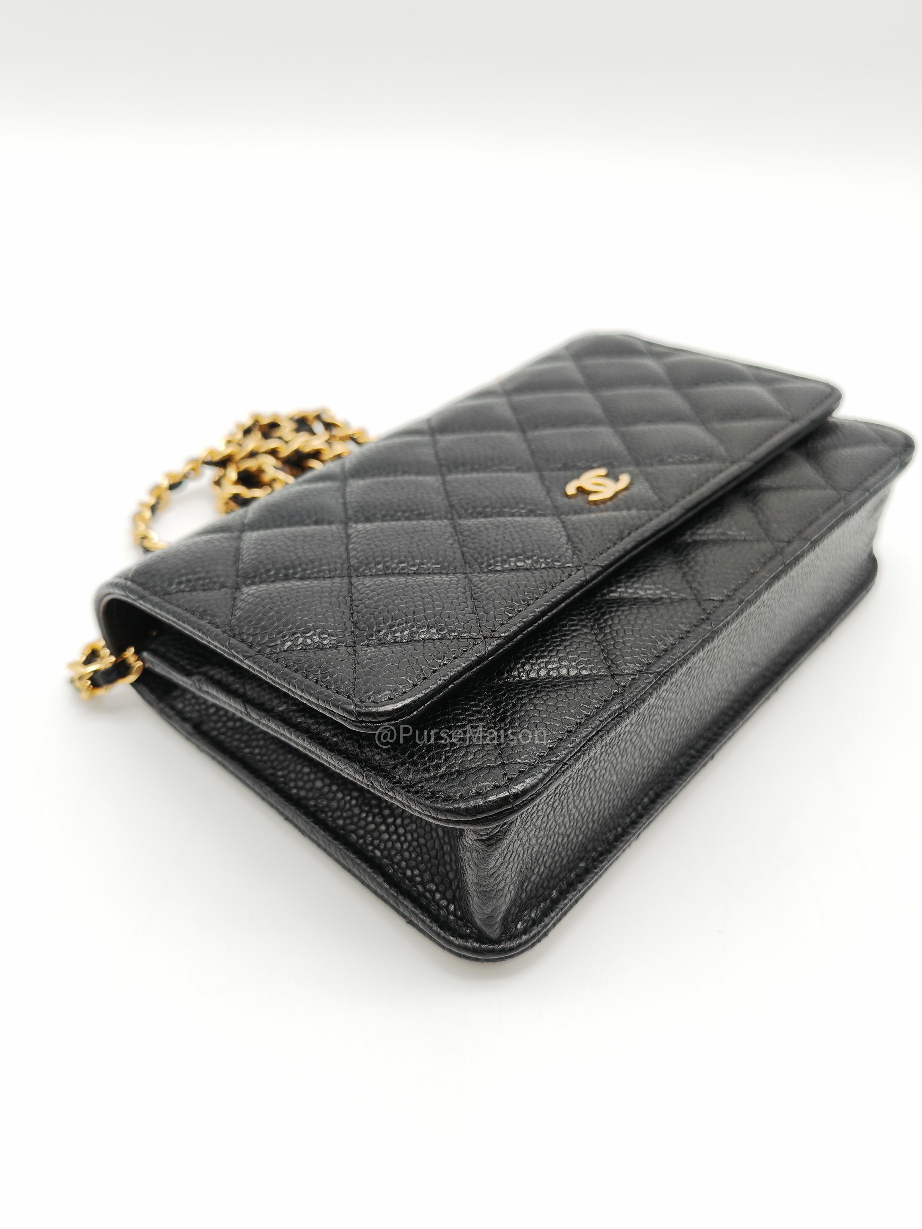 Chanel Classic Wallet on Chain in Black Quilted Caviar Leather and Gold Hardware Series 29