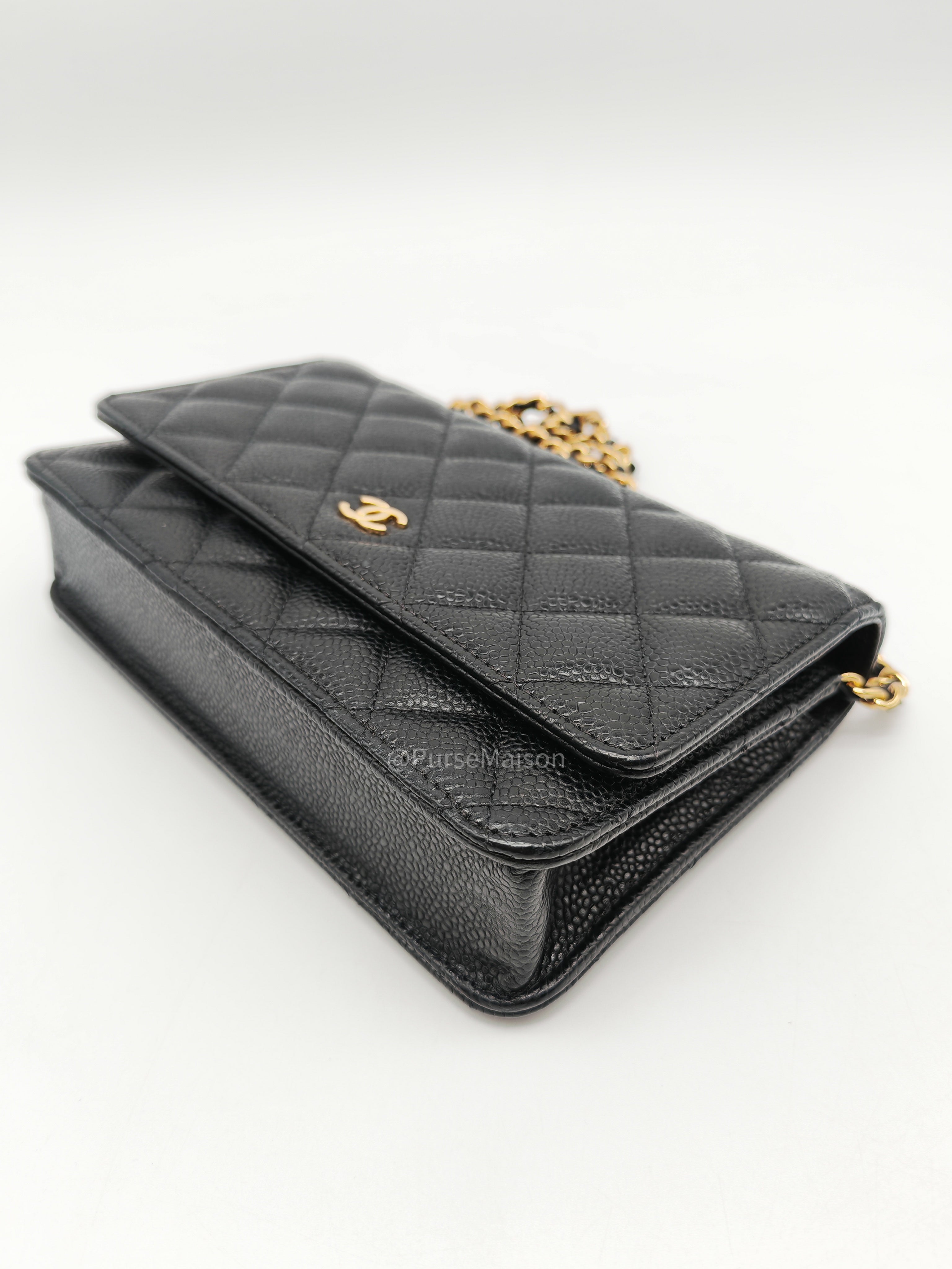 Chanel Classic Wallet on Chain in Black Quilted Caviar Leather and Gold Hardware Series 29