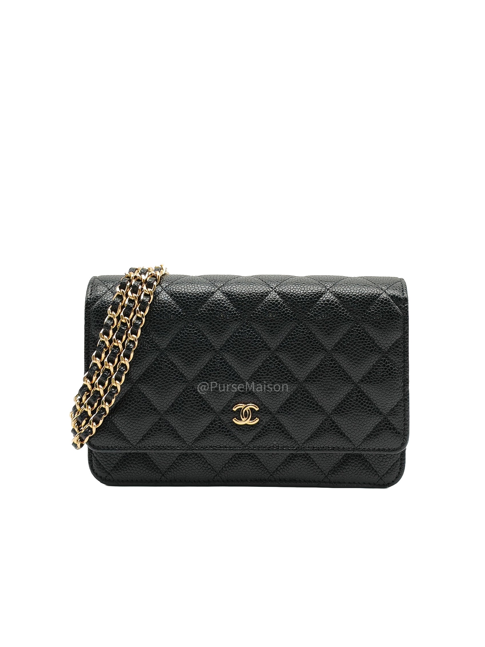 Chanel Classic Wallet on Chain in Black Quilted Caviar Leather and Gold Hardware Series 29